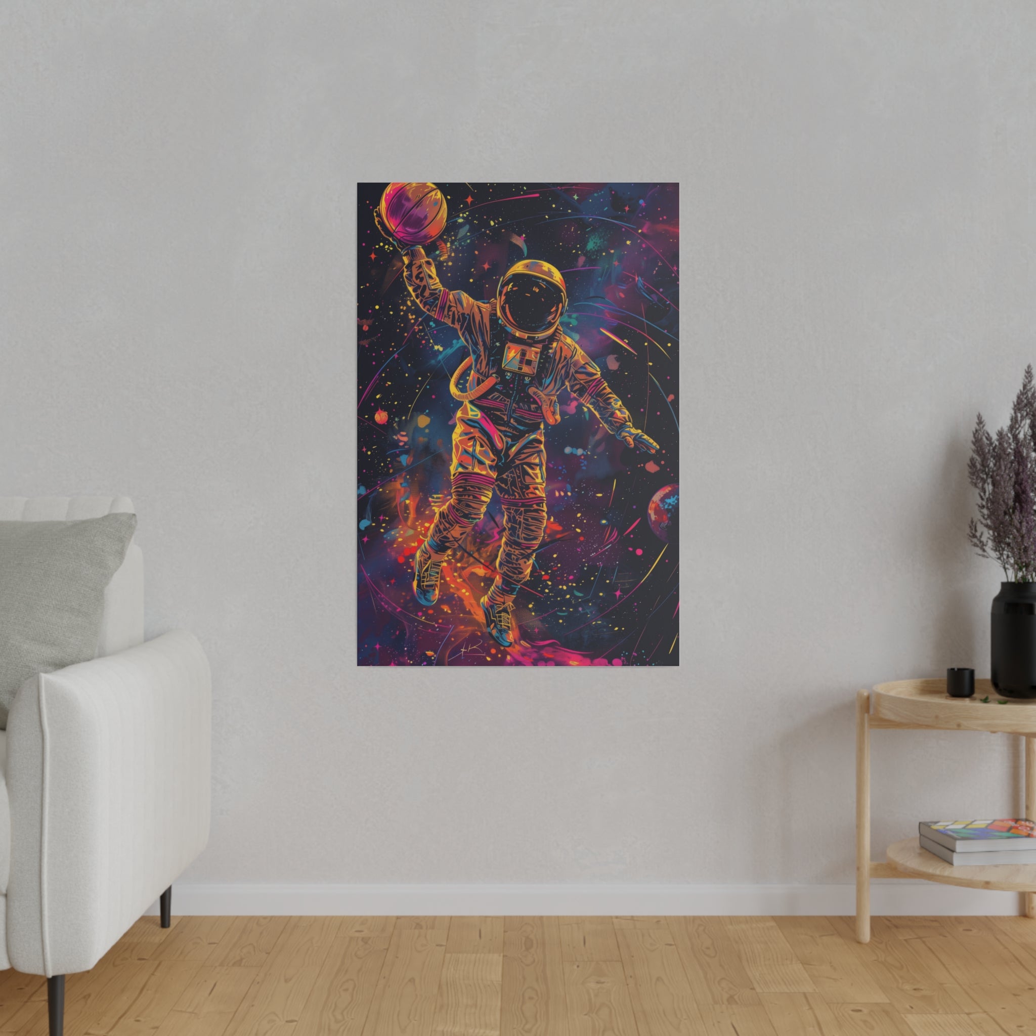 Basketball Player in Space Wall Art - Vertical Canvas - WA118