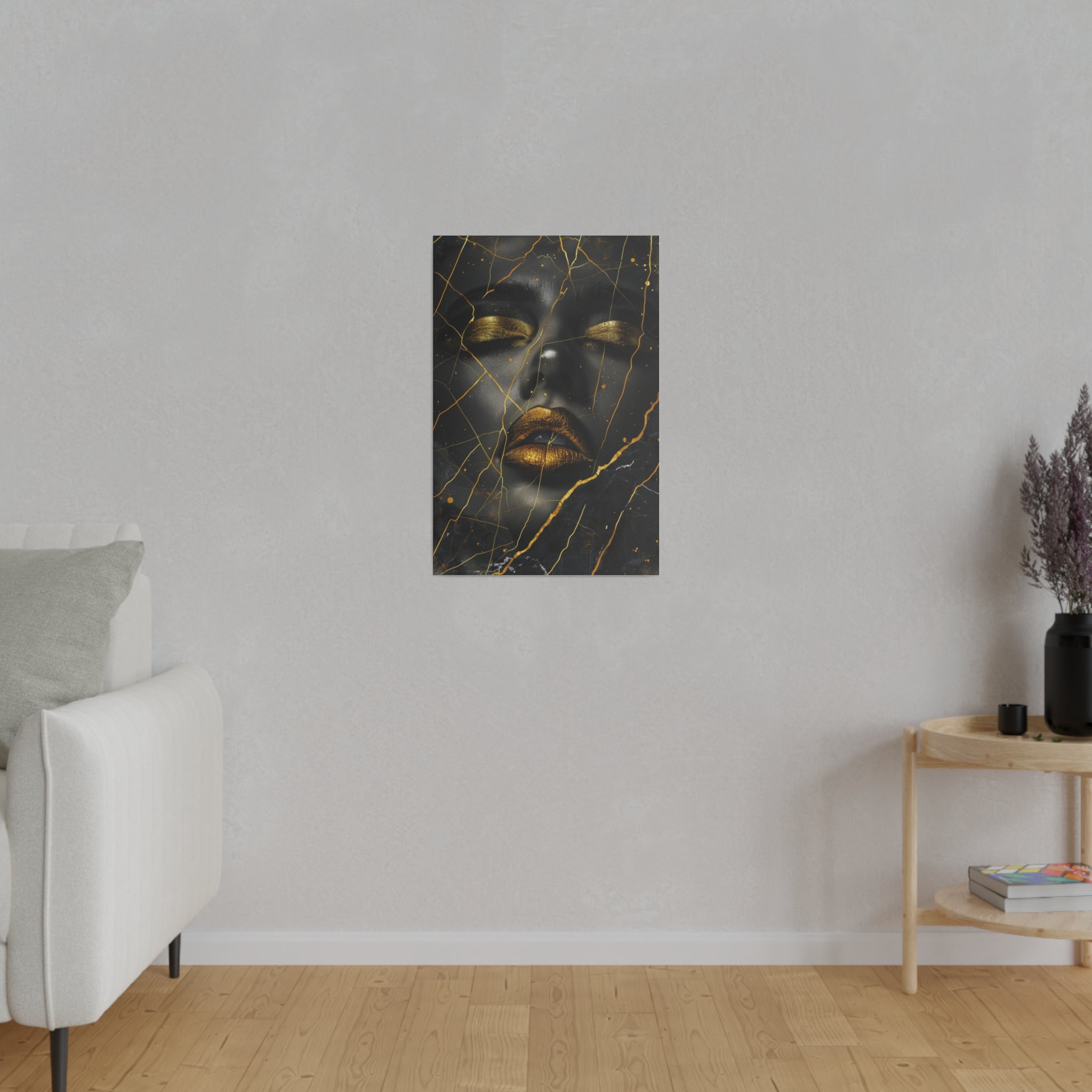 Shattered Gold, Woman Portrait - Luxury Gold Themed Wall Art - Vertical Canvas - WA307