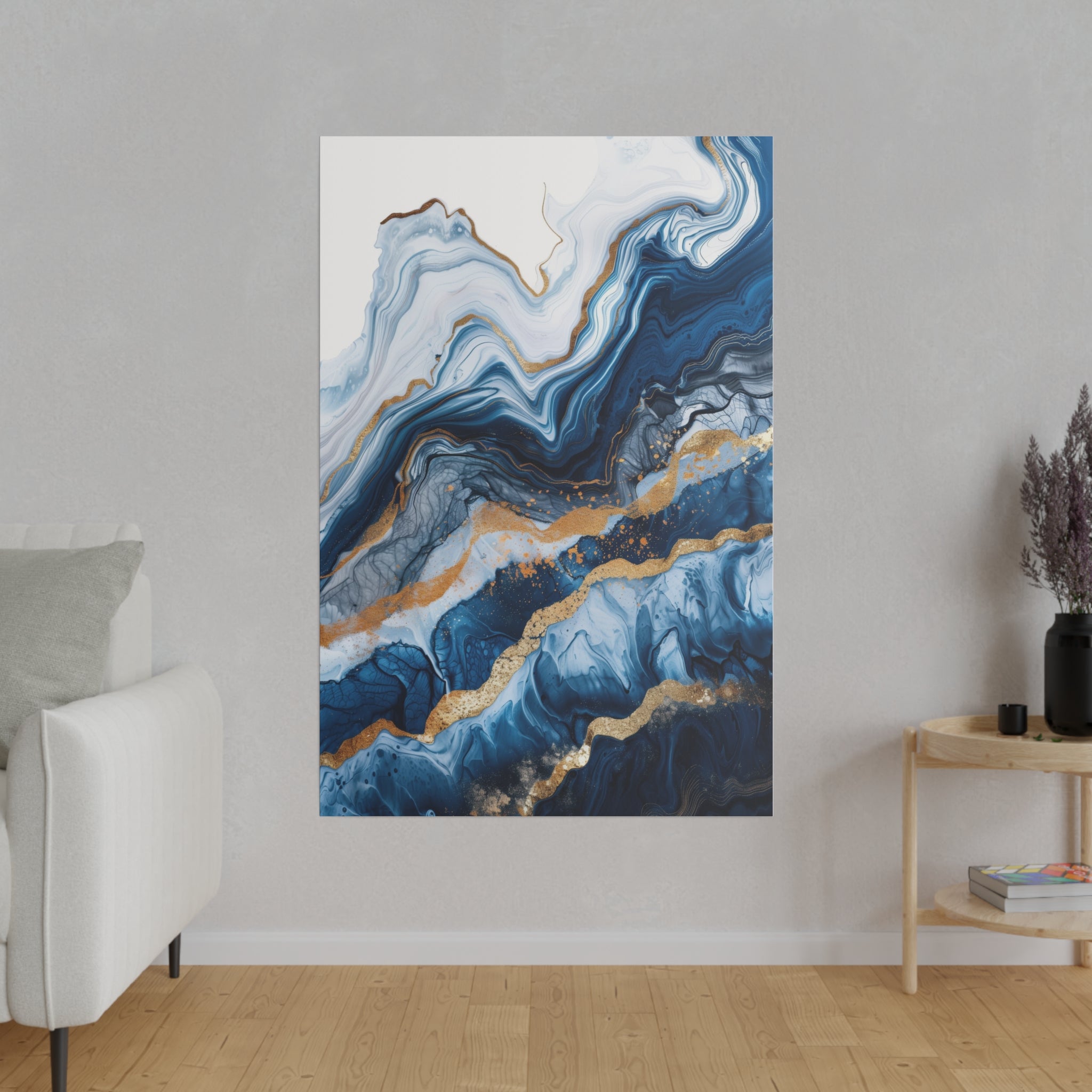 Golden Waves - Abstract Wall Art - Vertical Canvas - WA225