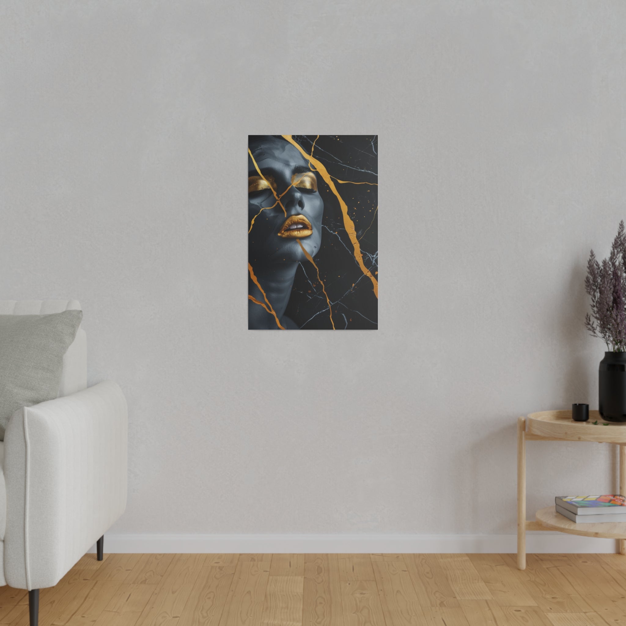 Veins of Gold, Woman Portrait - Luxury Gold Themed Wall Art - Vertical Canvas - WA305