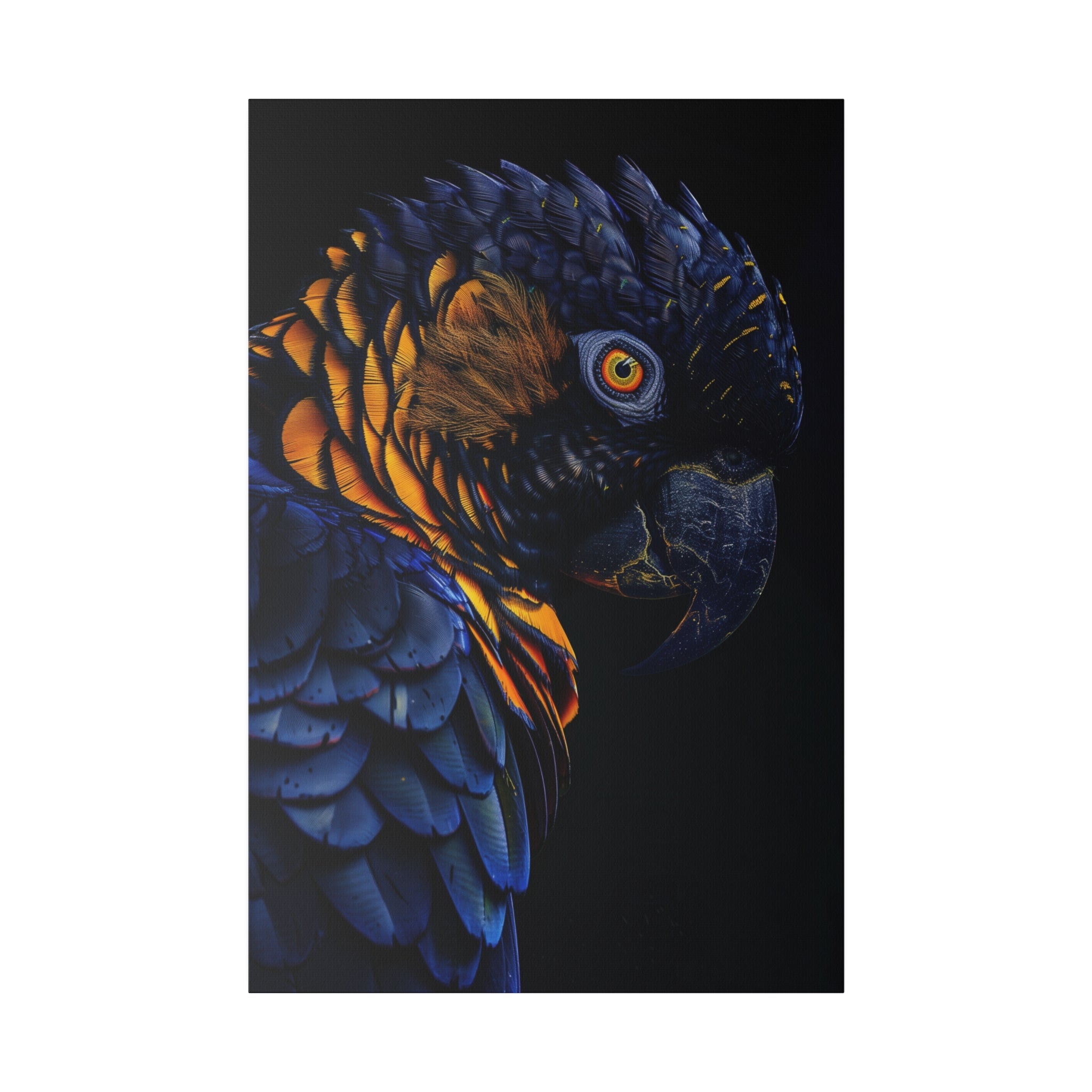 Dark Majestic Parrot - Wildlife Wall Art - Vertical Canvas - WA249