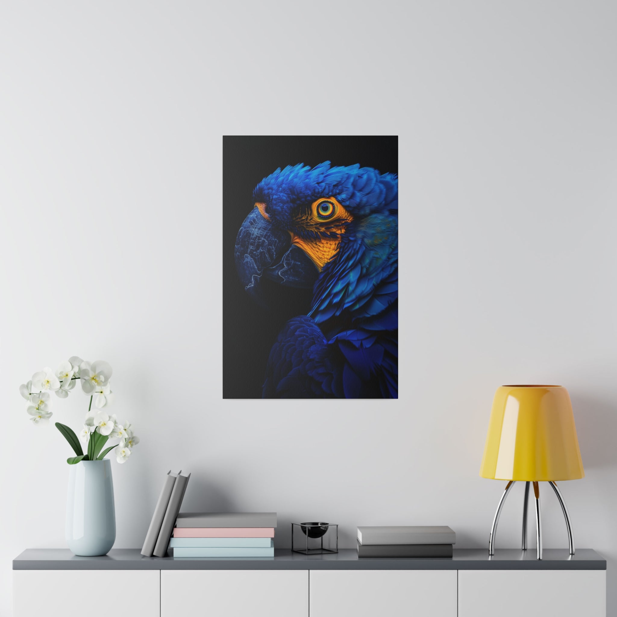 Vibrant Blue Parrot - Wildlife Wall Art - Vertical Canvas - WA291