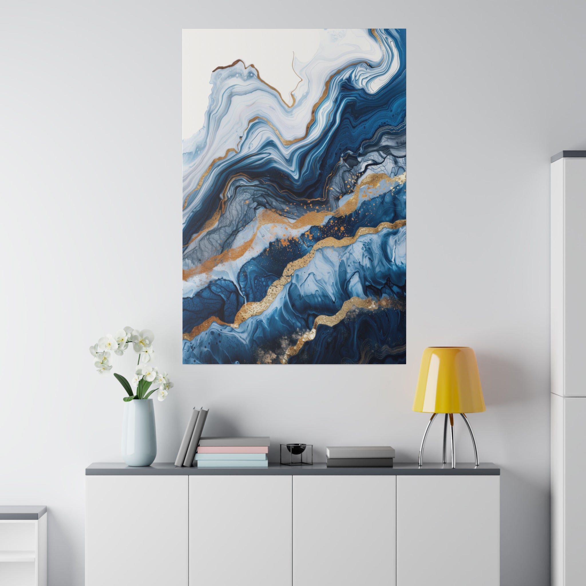 Golden Waves - Abstract Wall Art - Vertical Canvas - WA225