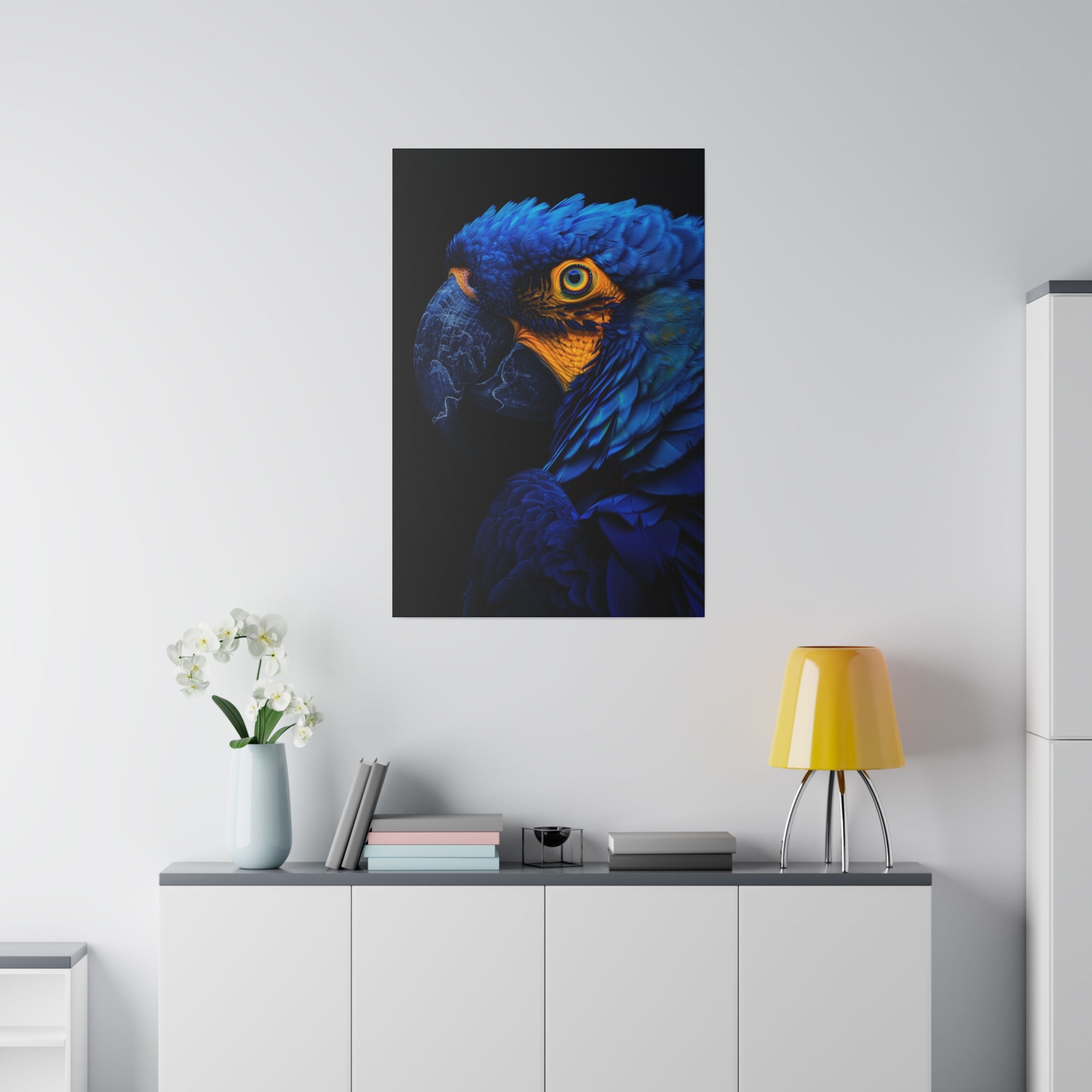 Vibrant Blue Parrot - Wildlife Wall Art - Vertical Canvas - WA291