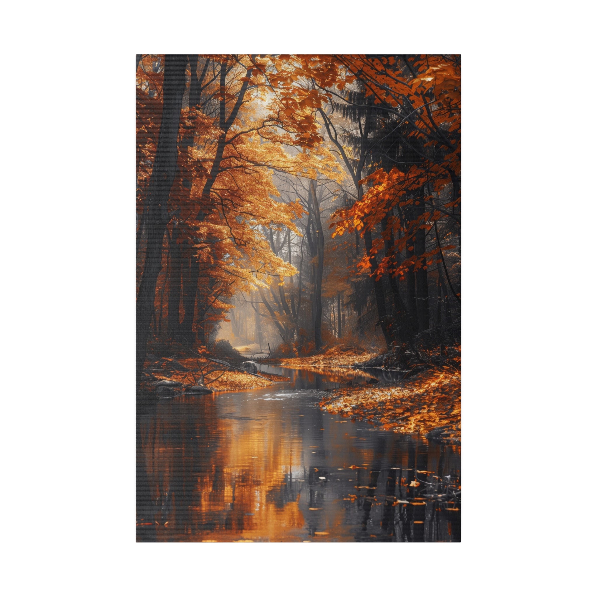 Tranquil Autumn Stream - Nature Wall Art - Vertical Canvas - WA314