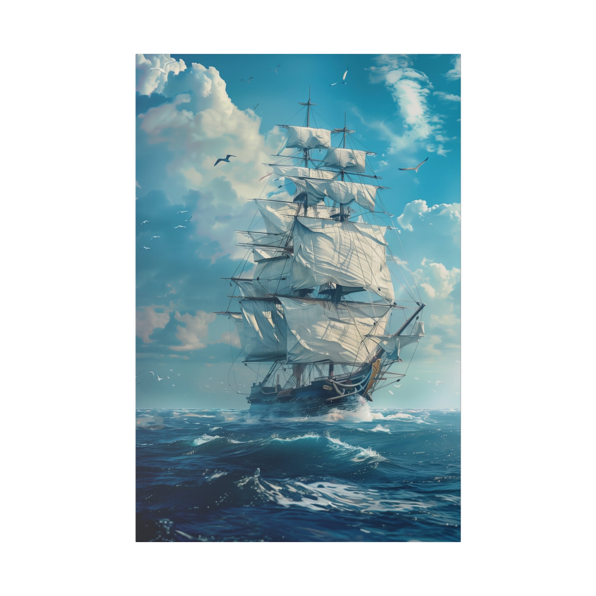 Ship on the Ocean Wall Art - Vertical Canvas - WA101