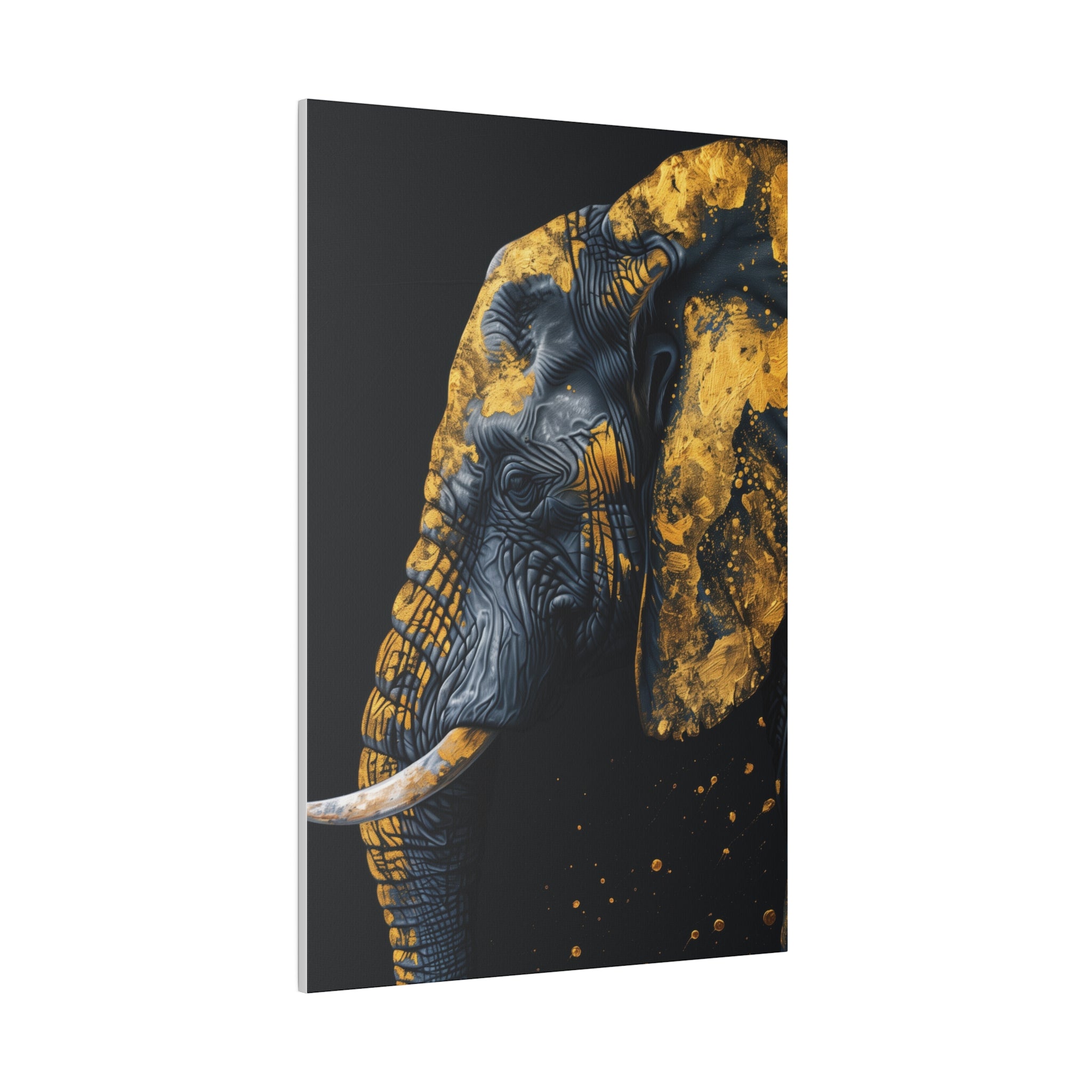 Elder Golden Elephant - Wildlife Wall Art - Vertical Canvas - WA273