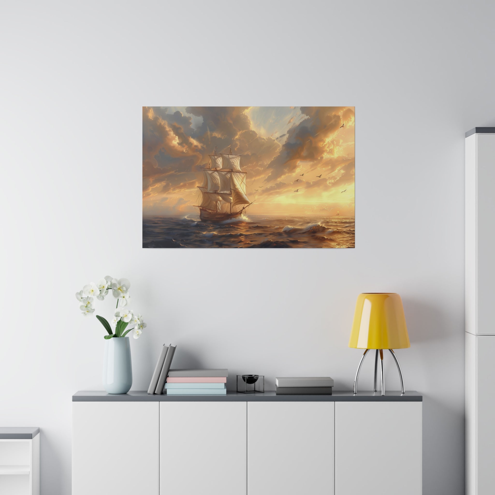 Ship Ocean Wall Art - Horizontal Canvas - WA180