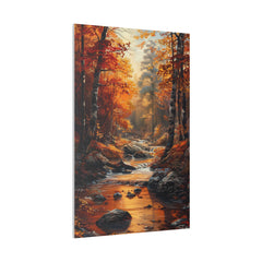 Serene Autumn Stream - Nature Wall Art - Vertical Canvas - WA313