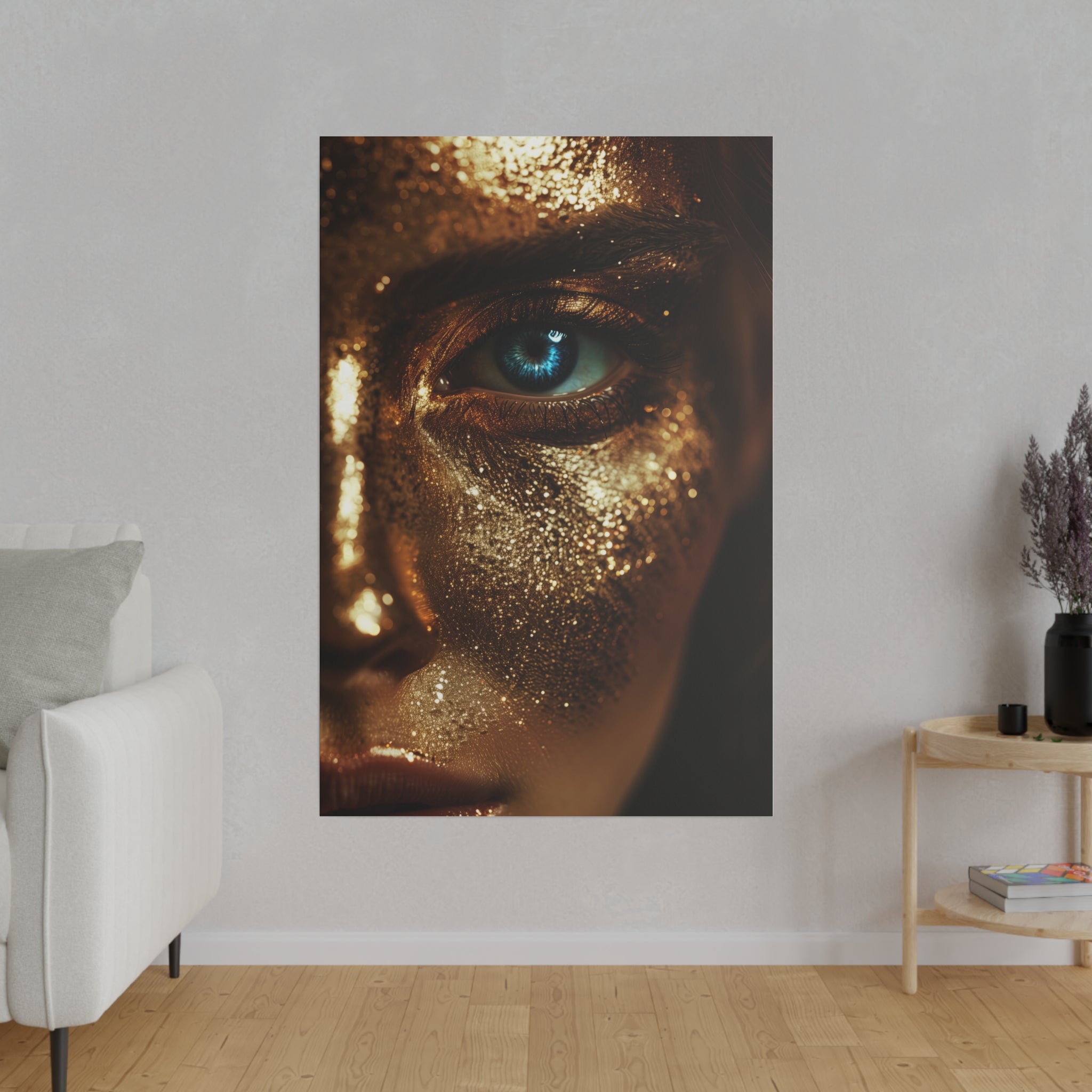 Mystical Beauty, Woman Portrait - Luxury Gold Themed Wall Art - Vertical Canvas - WA300