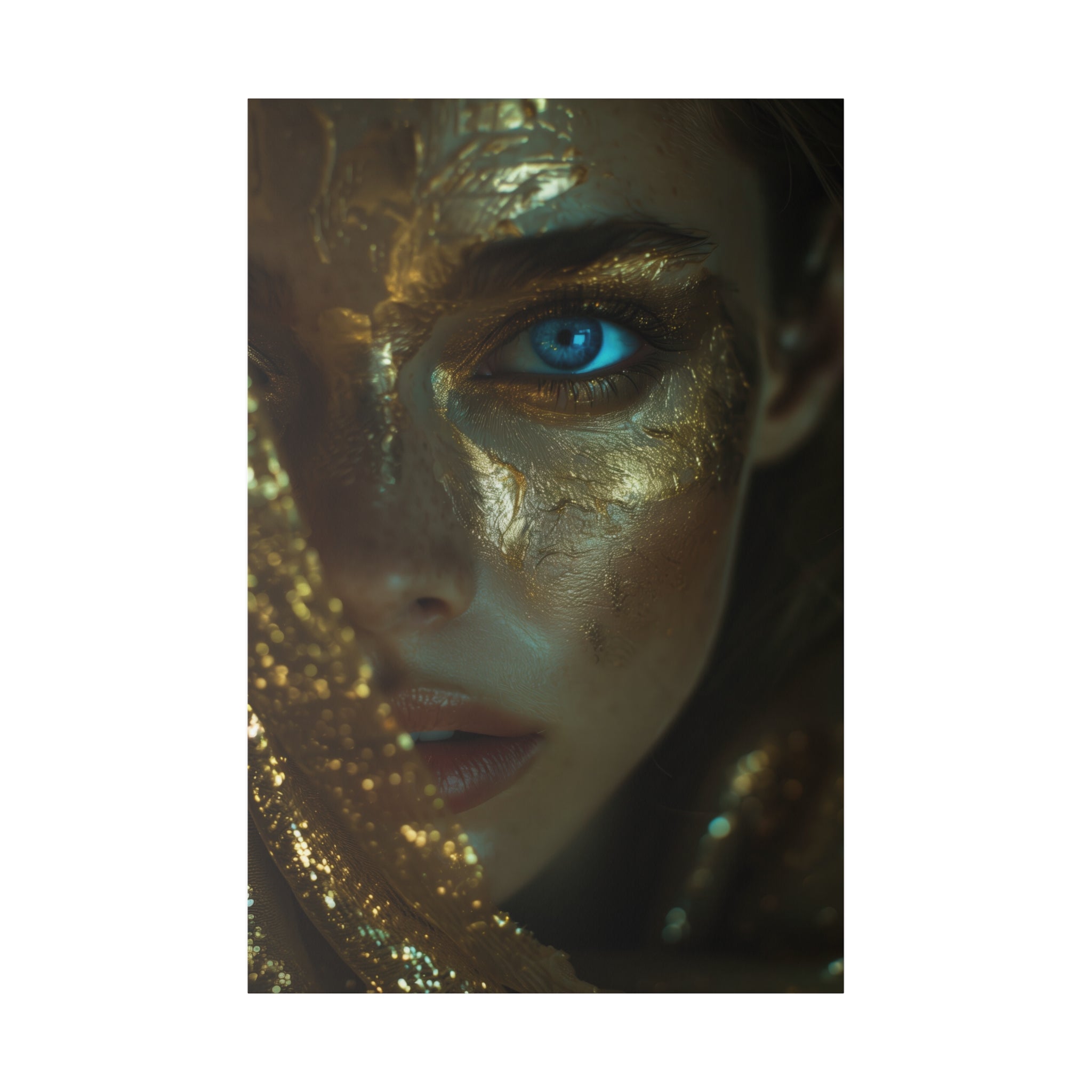 Radiant Gold, Woman Portrait - Luxury Gold Themed Wall Art - Vertical Canvas - WA299