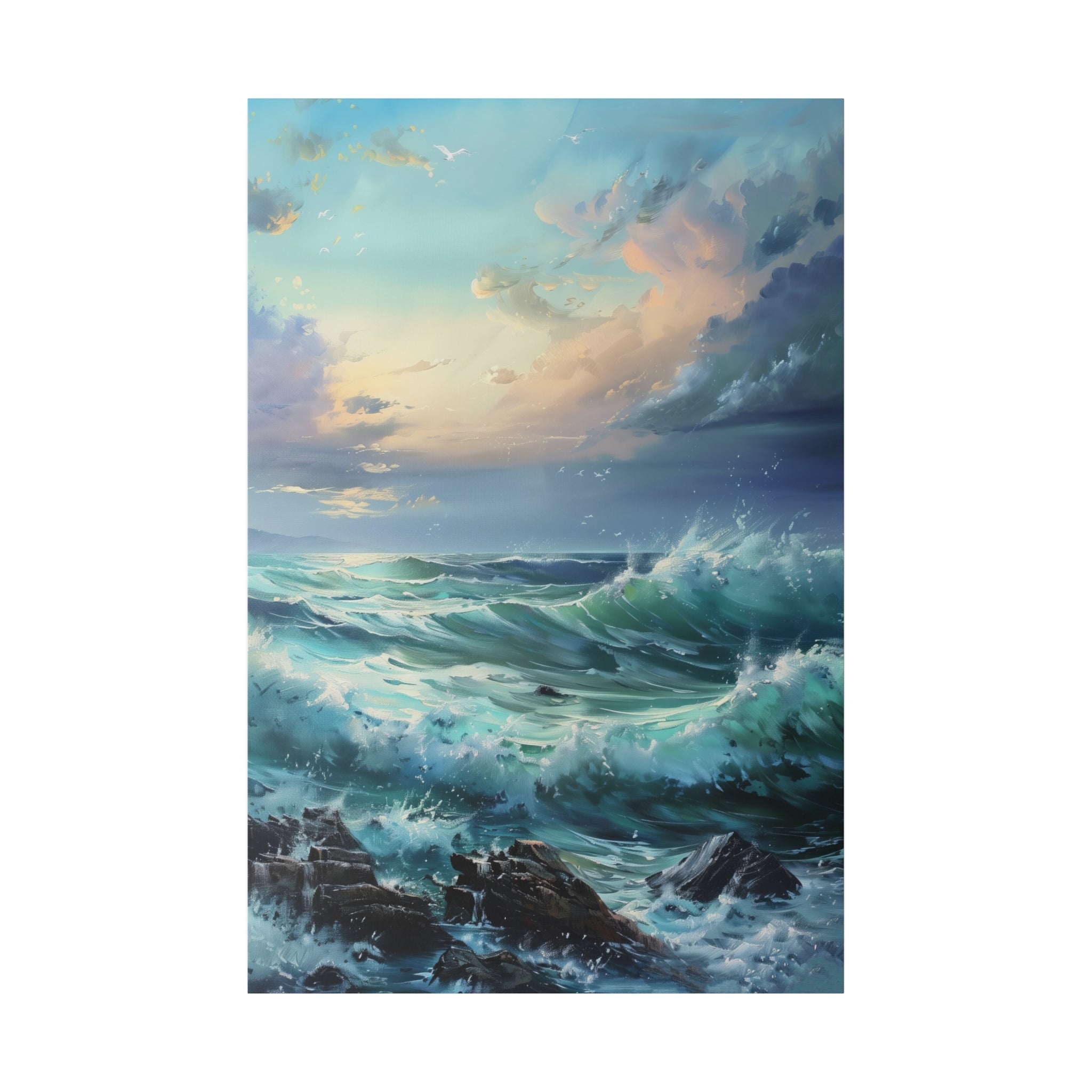 Ocean Waves Wall Art - Vertical Canvas - WA98