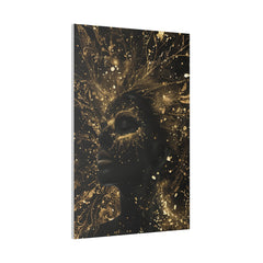 Golden Lifeforce, Woman Portrait - Luxury Gold Themed Wall Art - Vertical Canvas - WA311