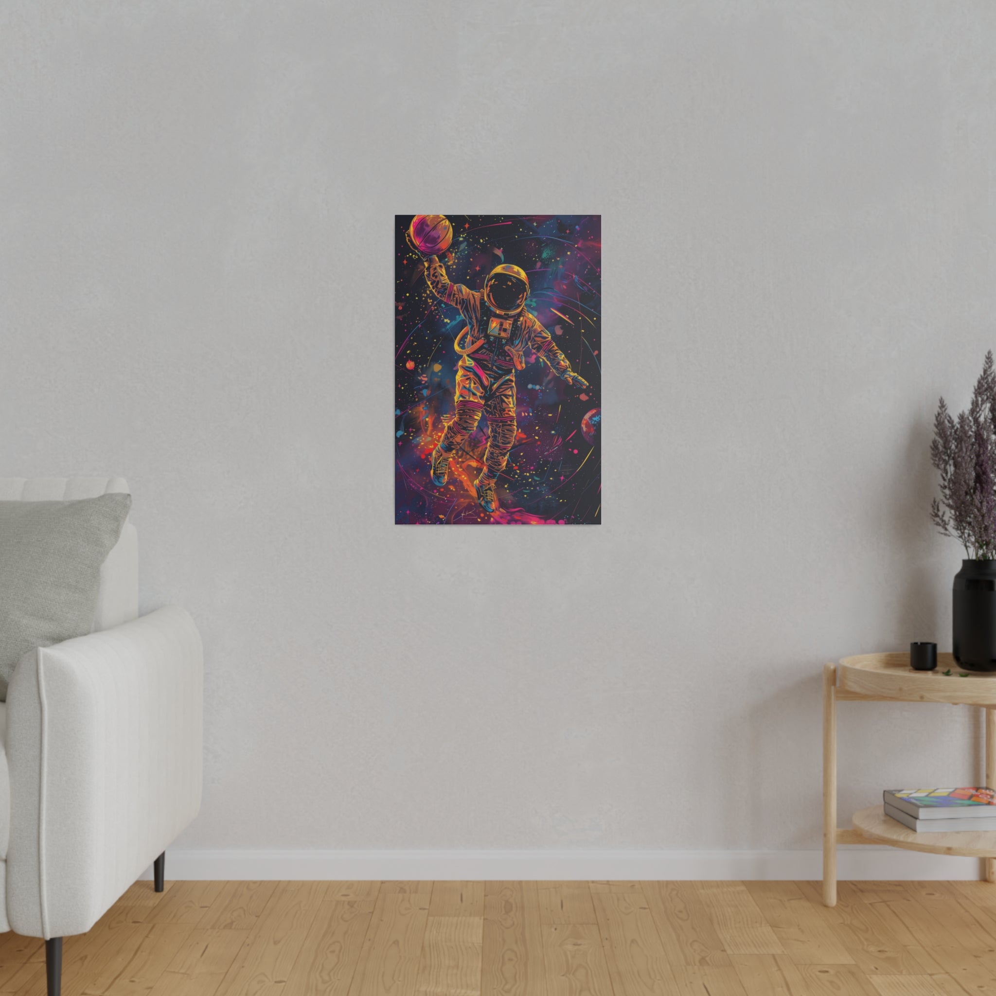 Basketball Player in Space Wall Art - Vertical Canvas - WA118