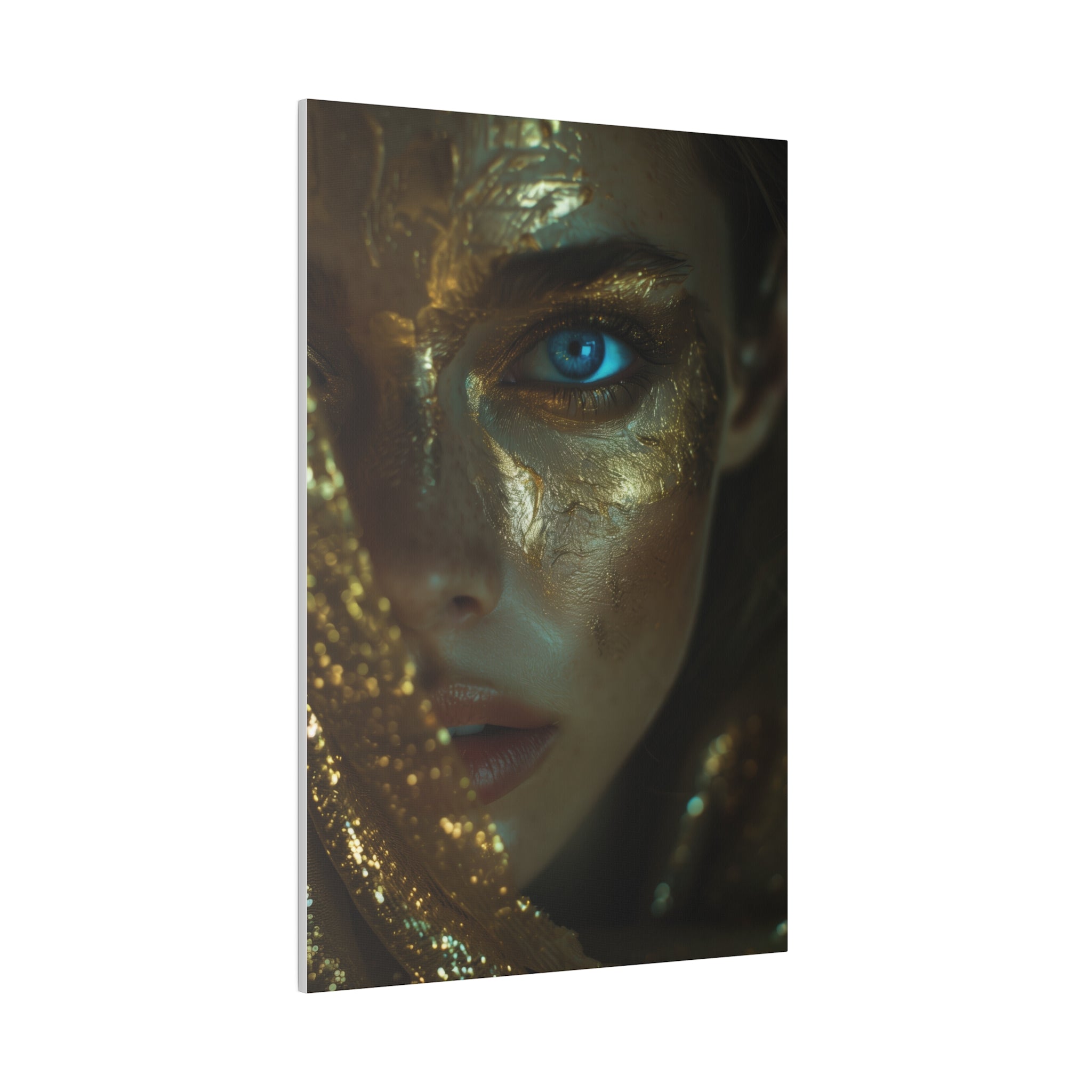 Radiant Gold, Woman Portrait - Luxury Gold Themed Wall Art - Vertical Canvas - WA299