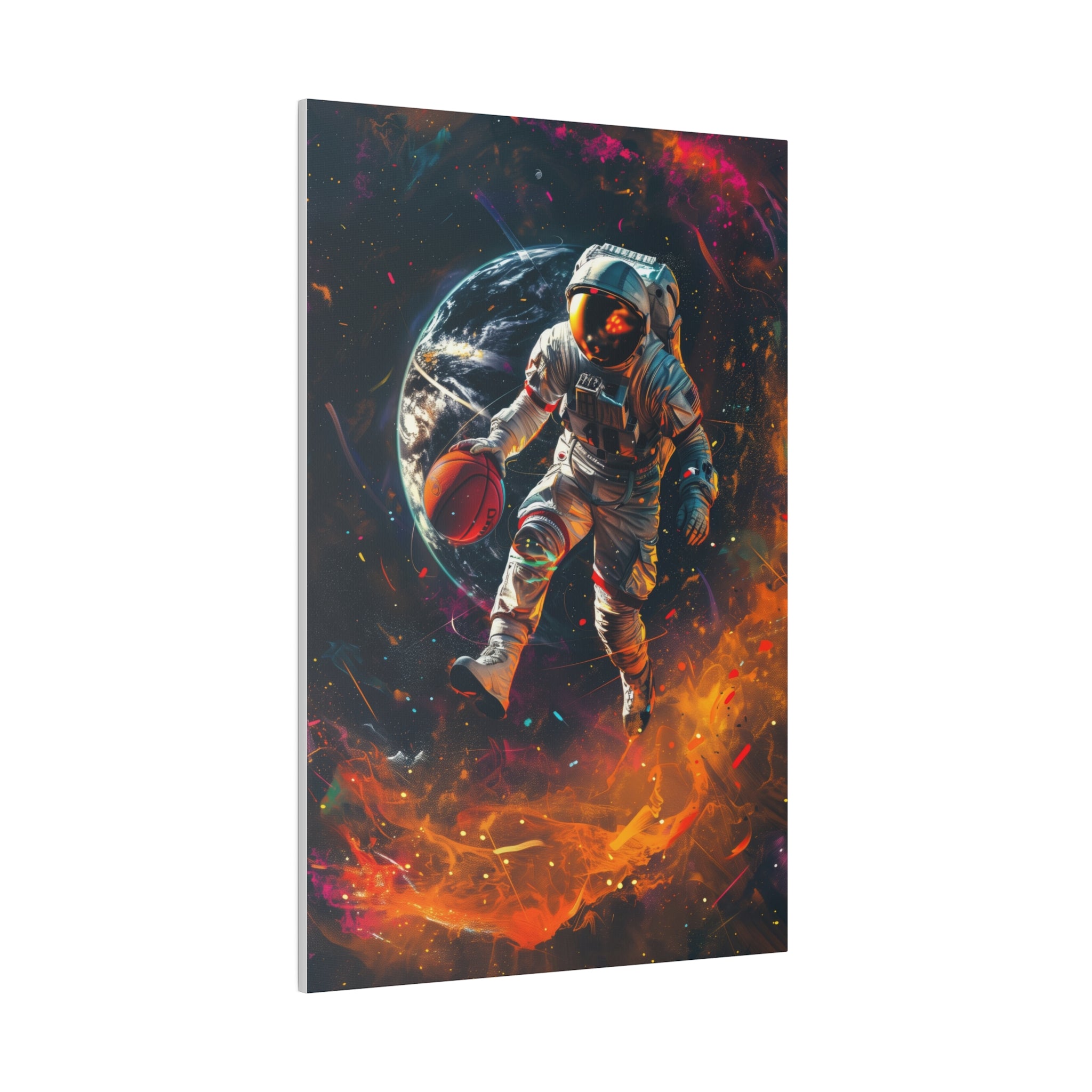 Basketball Player in Space Wall Art - Vertical Canvas - WA117