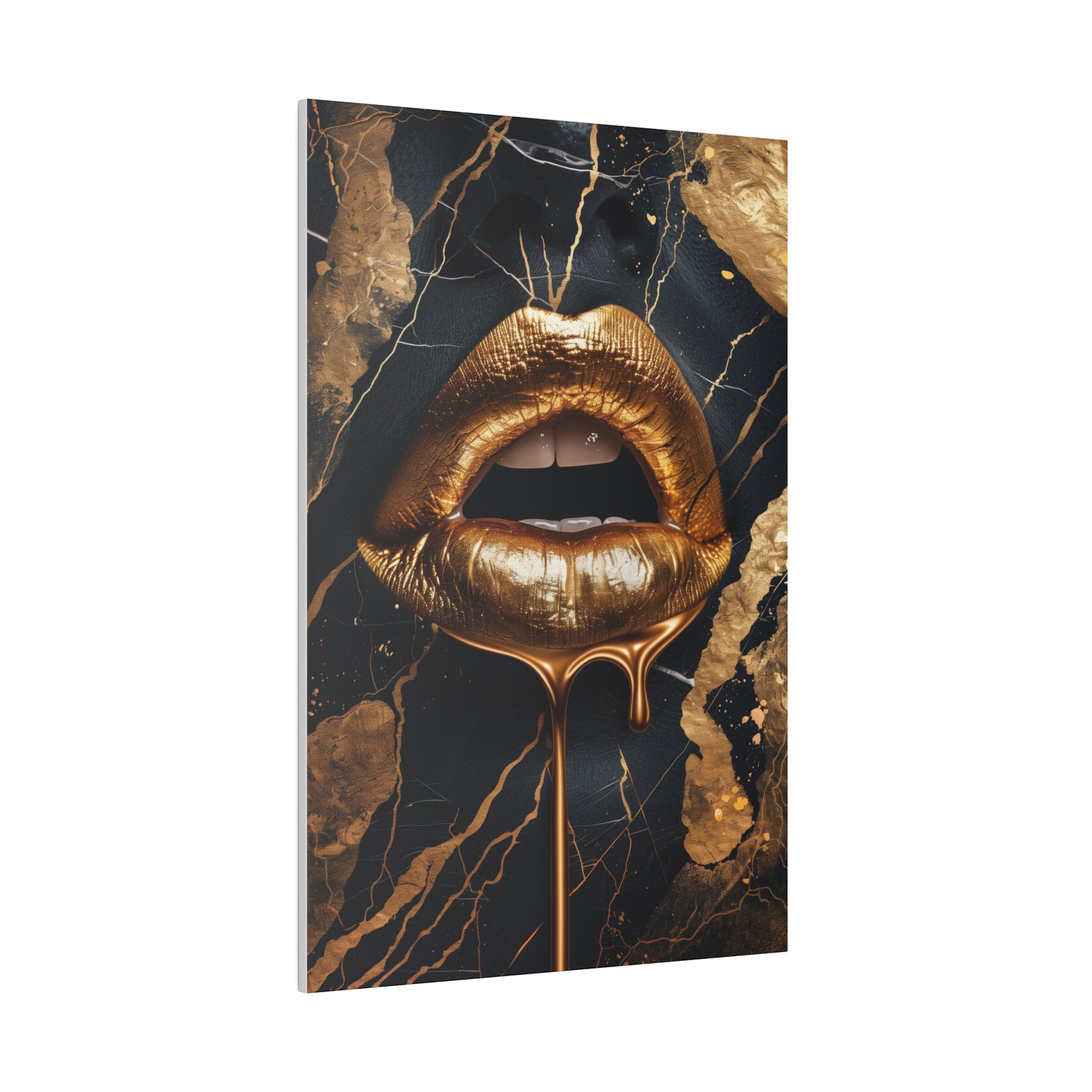 Dripping Golden Lips - Luxury Themed Canvas - Vertical Canvas - WA67