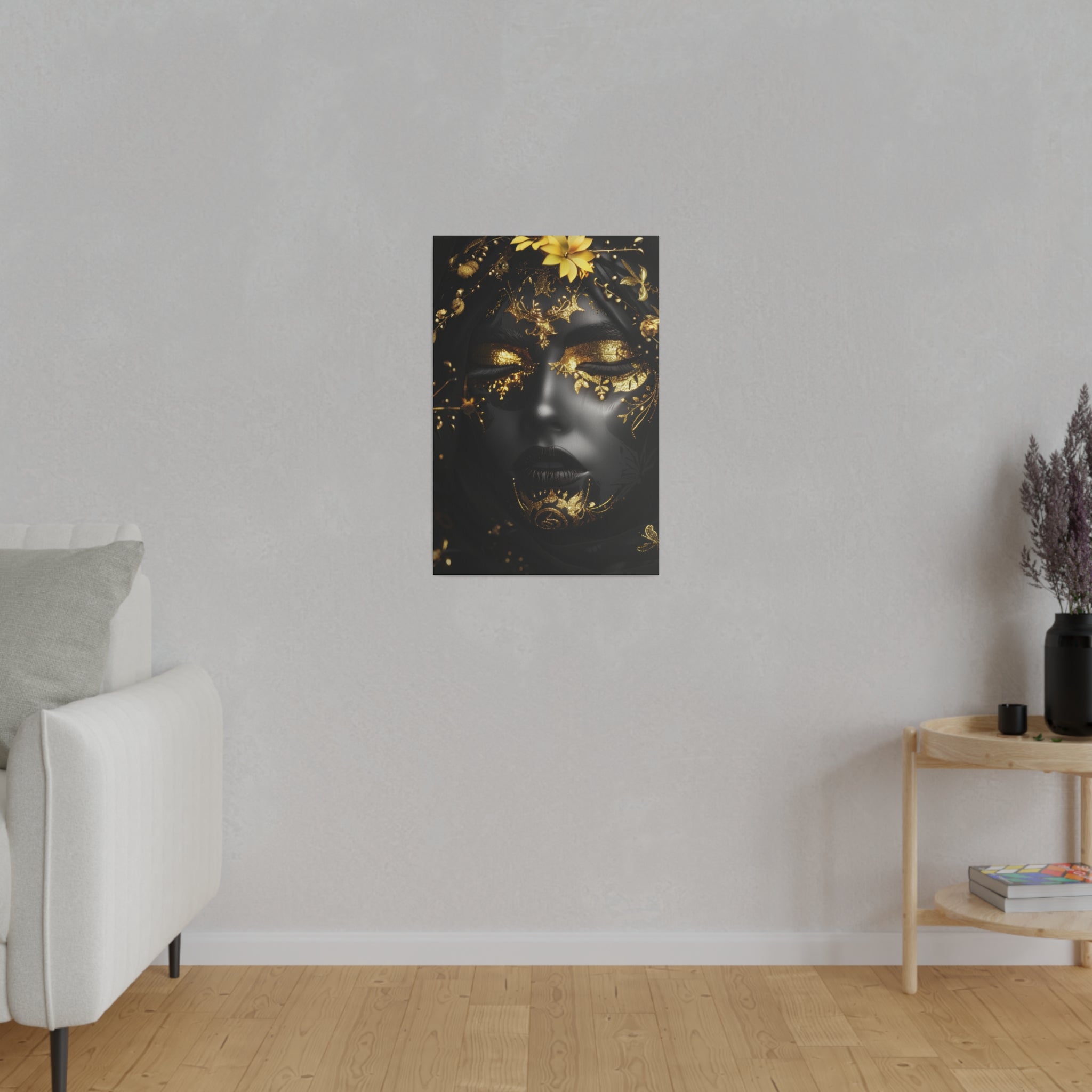 Golden Brilliance, Woman Portrait - Luxury Gold Themed Wall Art - Vertical Canvas - WA312