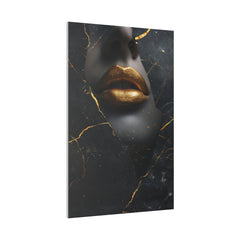 Lips of Gold, Woman Portrait - Luxury Gold Themed Wall Art - Vertical Canvas - WA309