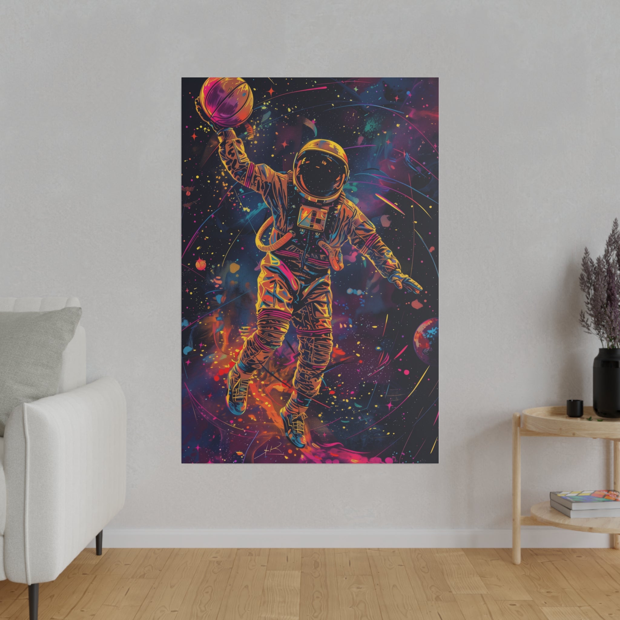 Basketball Player in Space Wall Art - Vertical Canvas - WA118