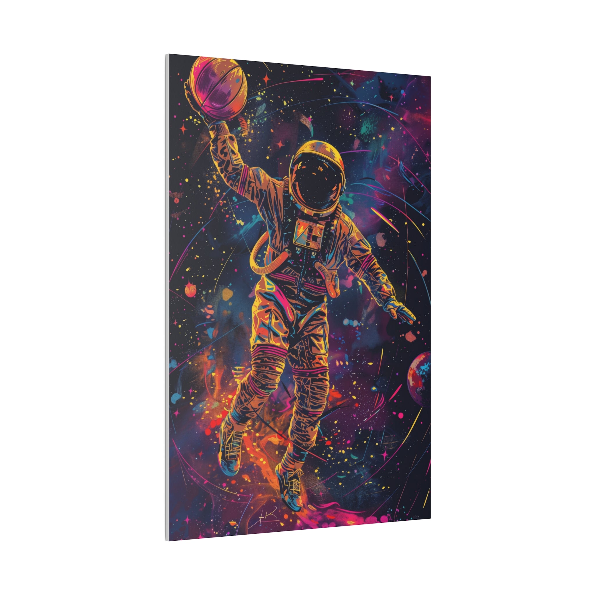 Basketball Player in Space Wall Art - Vertical Canvas - WA118