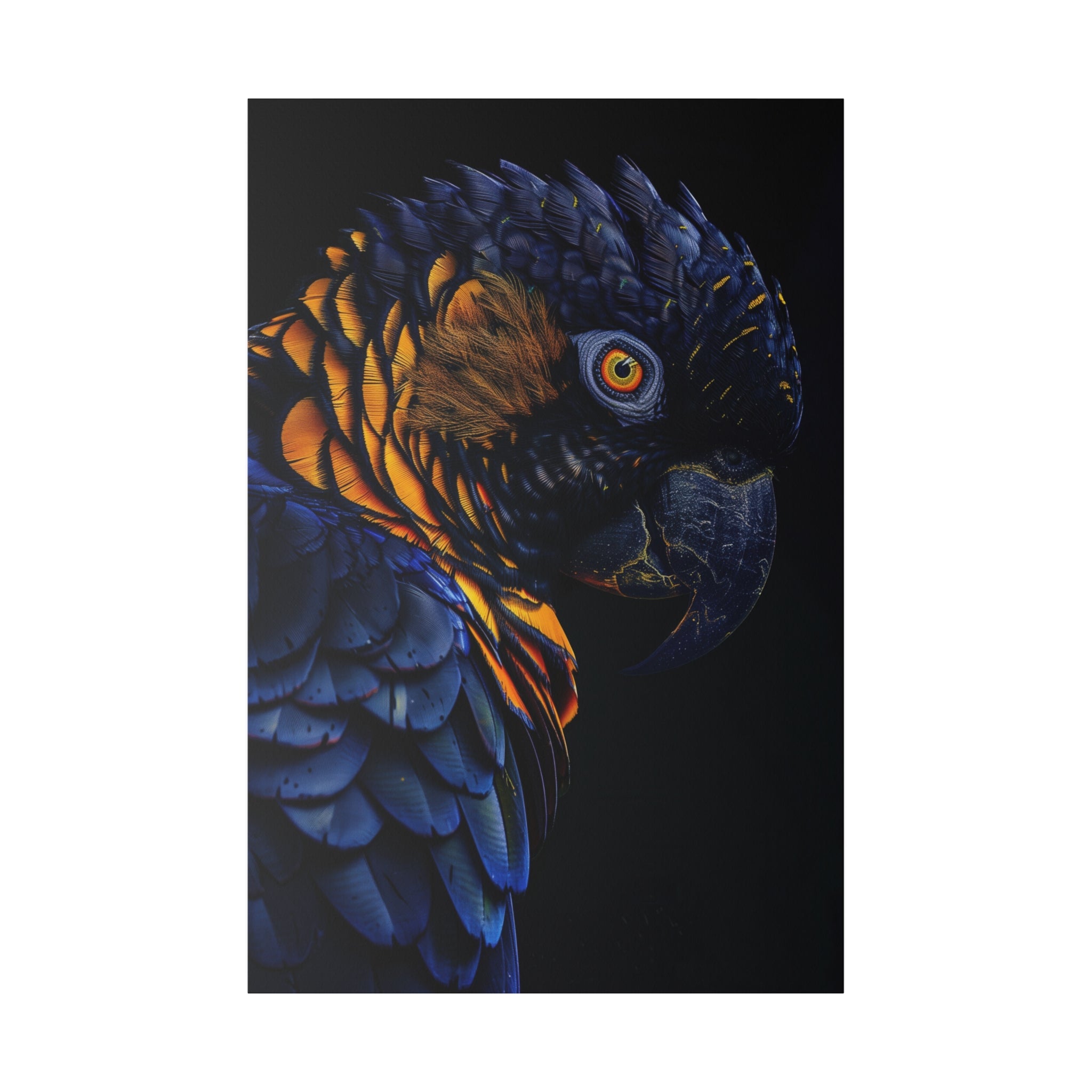 Dark Majestic Parrot - Wildlife Wall Art - Vertical Canvas - WA249