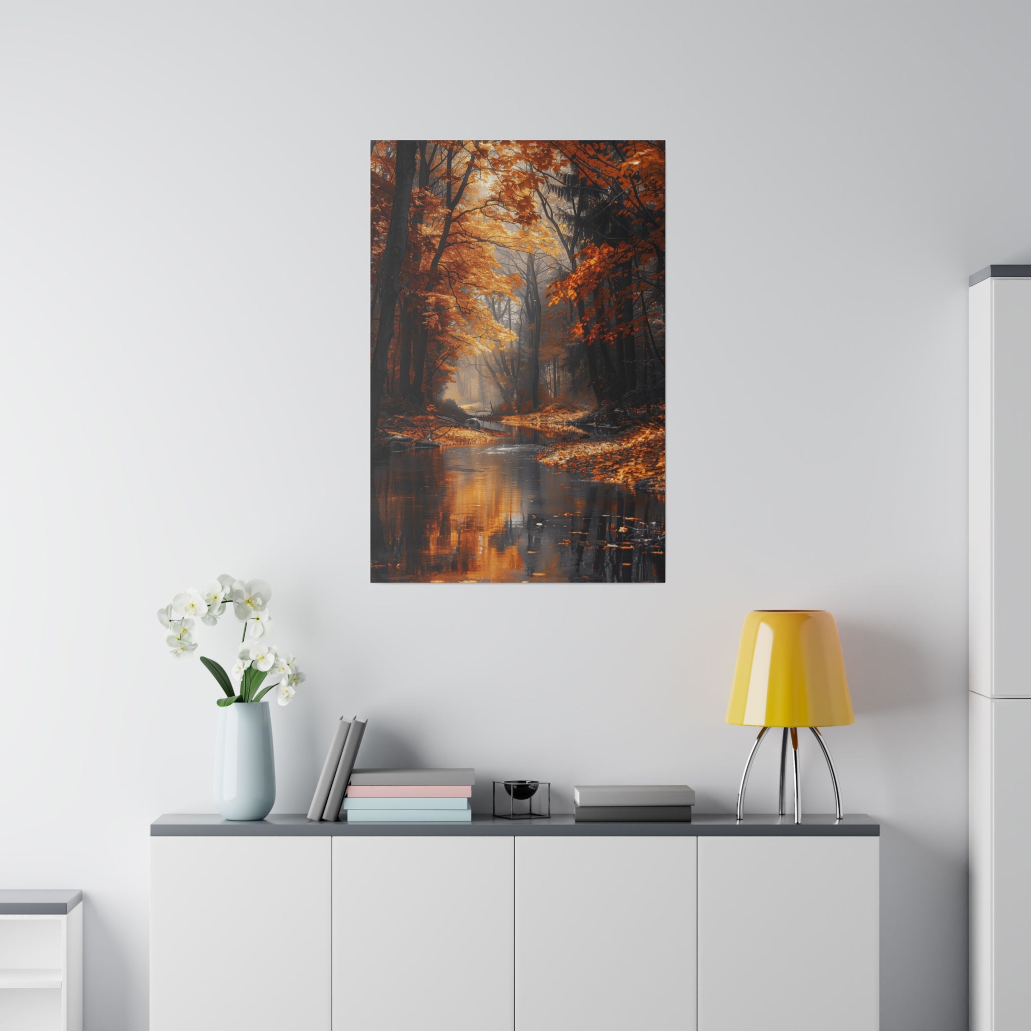 Tranquil Autumn Stream - Nature Wall Art - Vertical Canvas - WA314