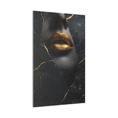 Lips of Gold, Woman Portrait - Luxury Gold Themed Wall Art - Vertical Canvas - WA309