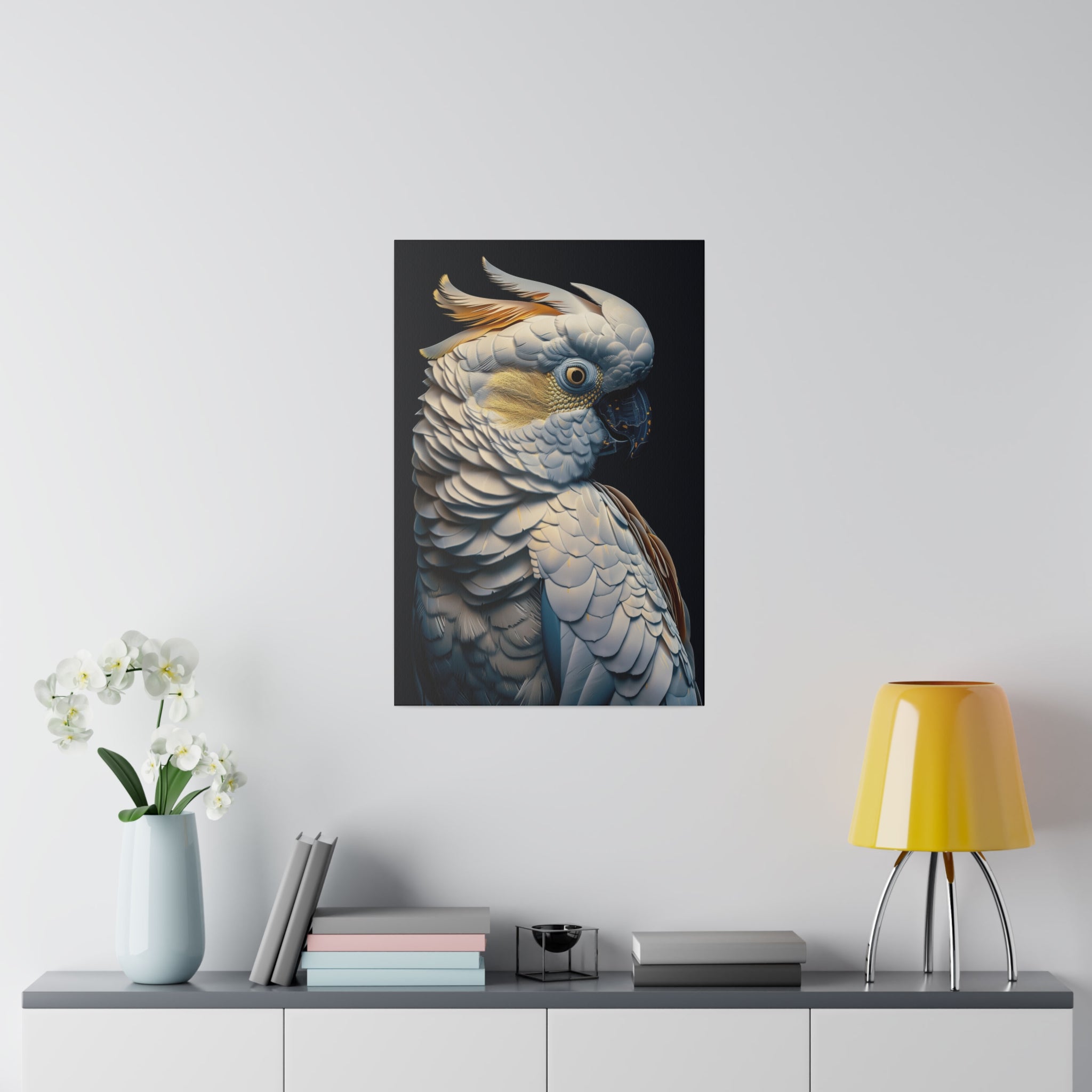 Golden Cockatoo Parrot - Wildlife Wall Art - Vertical Canvas - WA289