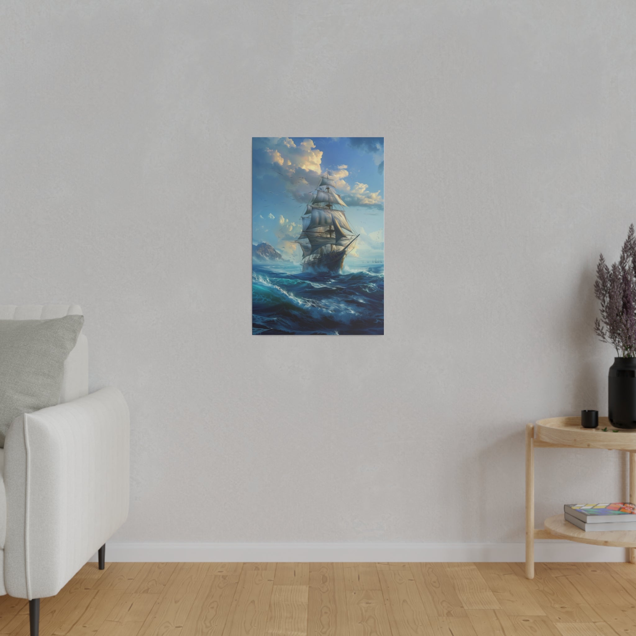 Ship on the Ocean Wall Art - Vertical Canvas - WA99