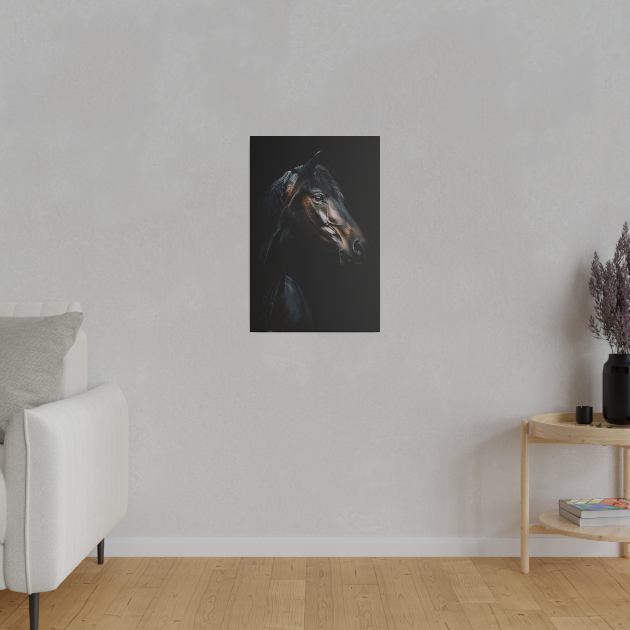 Black Majestic Horse - Wildlife Wall Art - Vertical Canvas - WA244