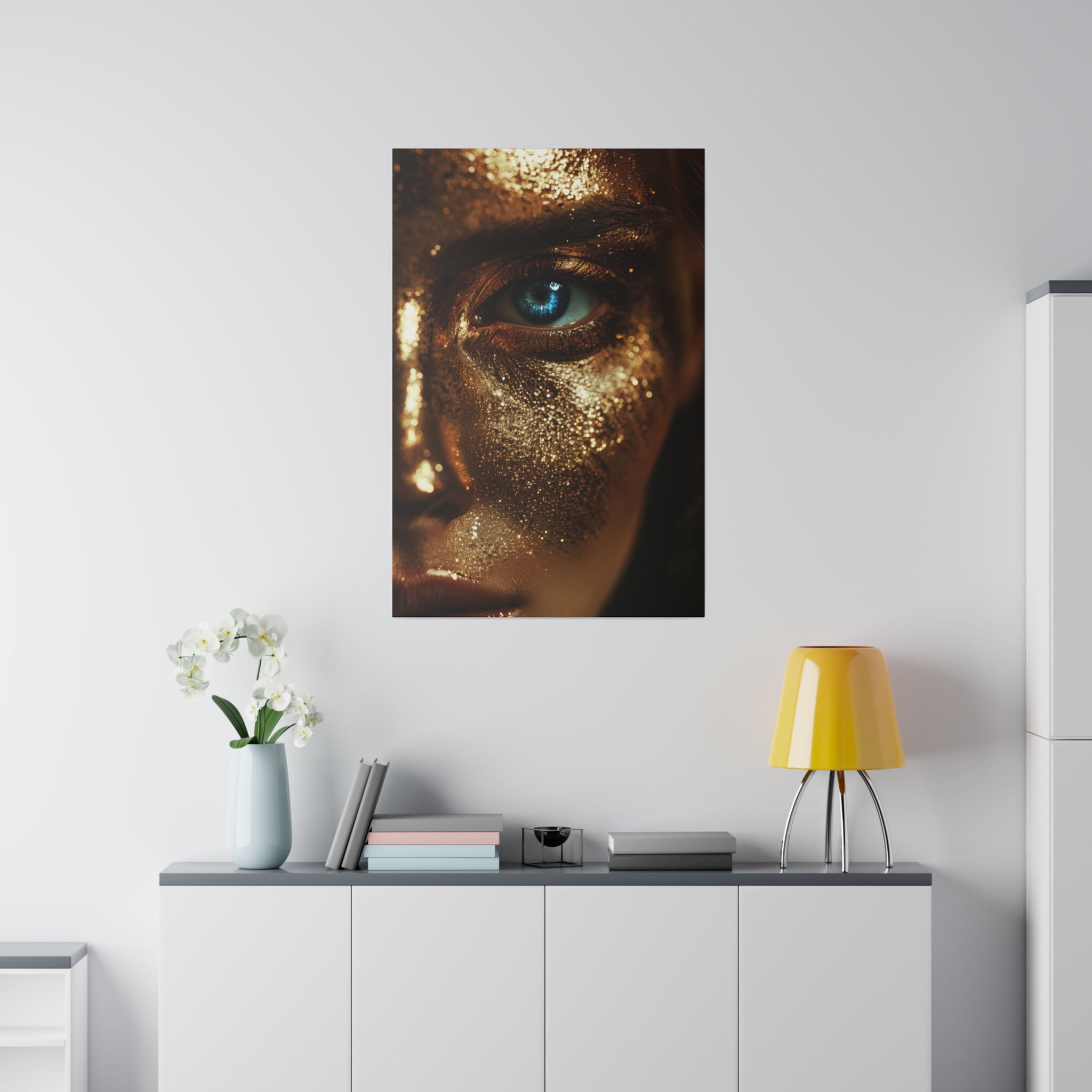 Mystical Beauty, Woman Portrait - Luxury Gold Themed Wall Art - Vertical Canvas - WA300