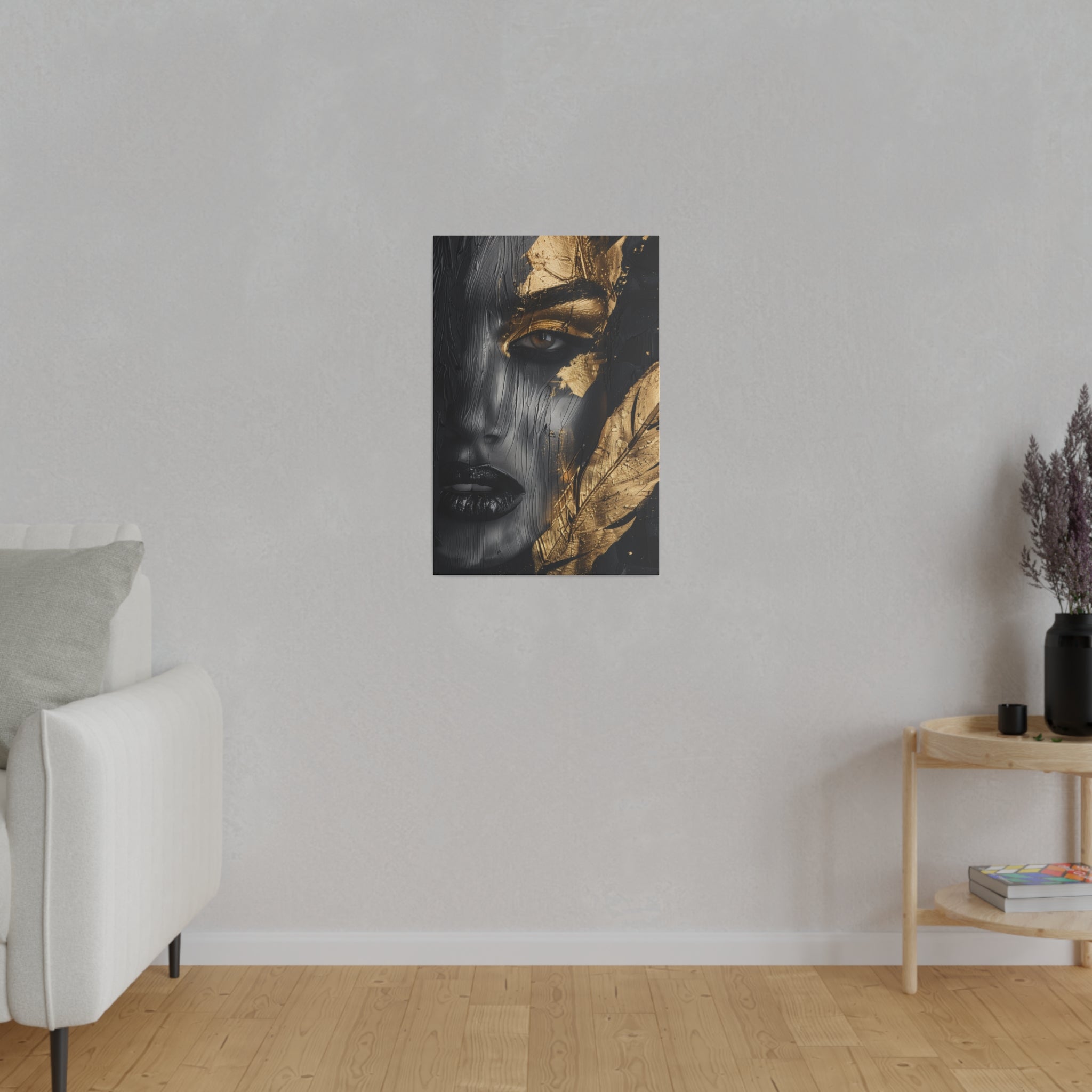 Painted Beauty, Woman Portrait - Luxury Gold Themed Wall Art - Vertical Canvas - WA296