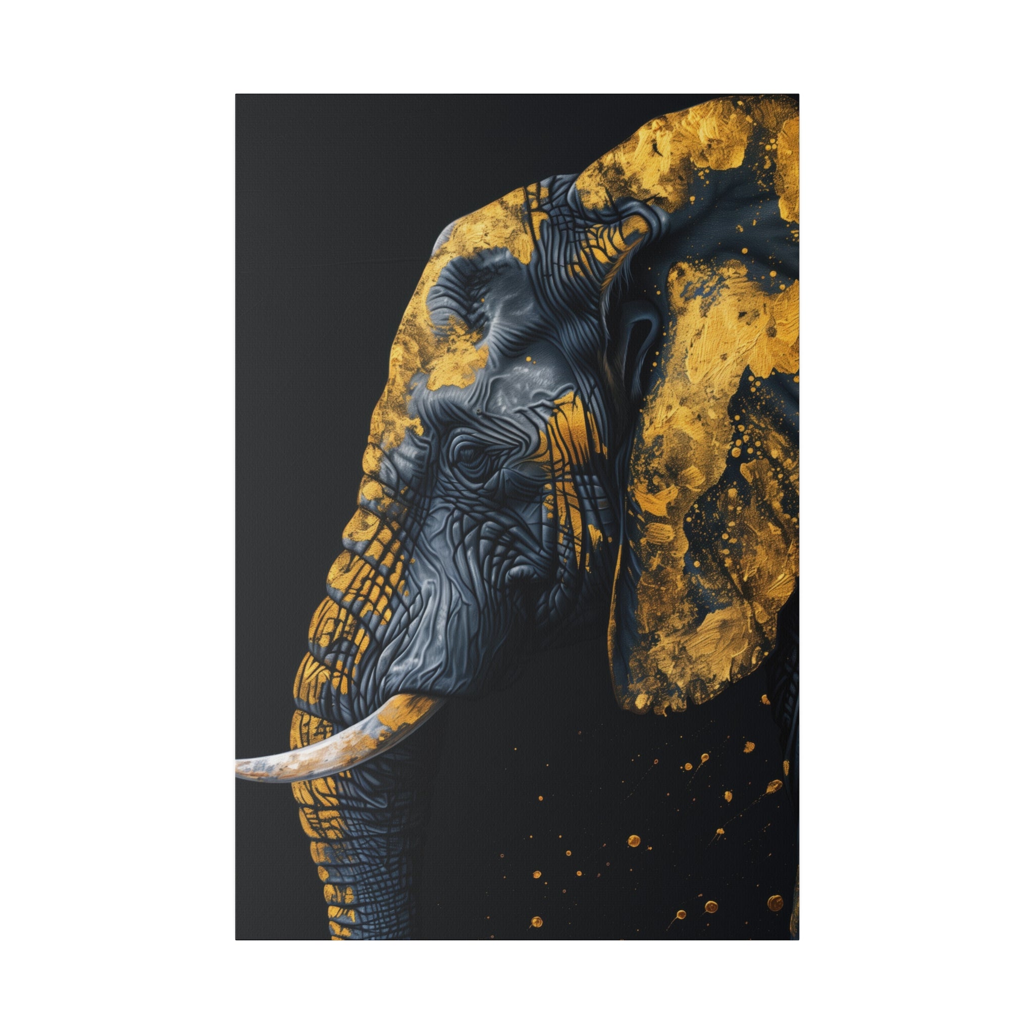 Elder Golden Elephant - Wildlife Wall Art - Vertical Canvas - WA273