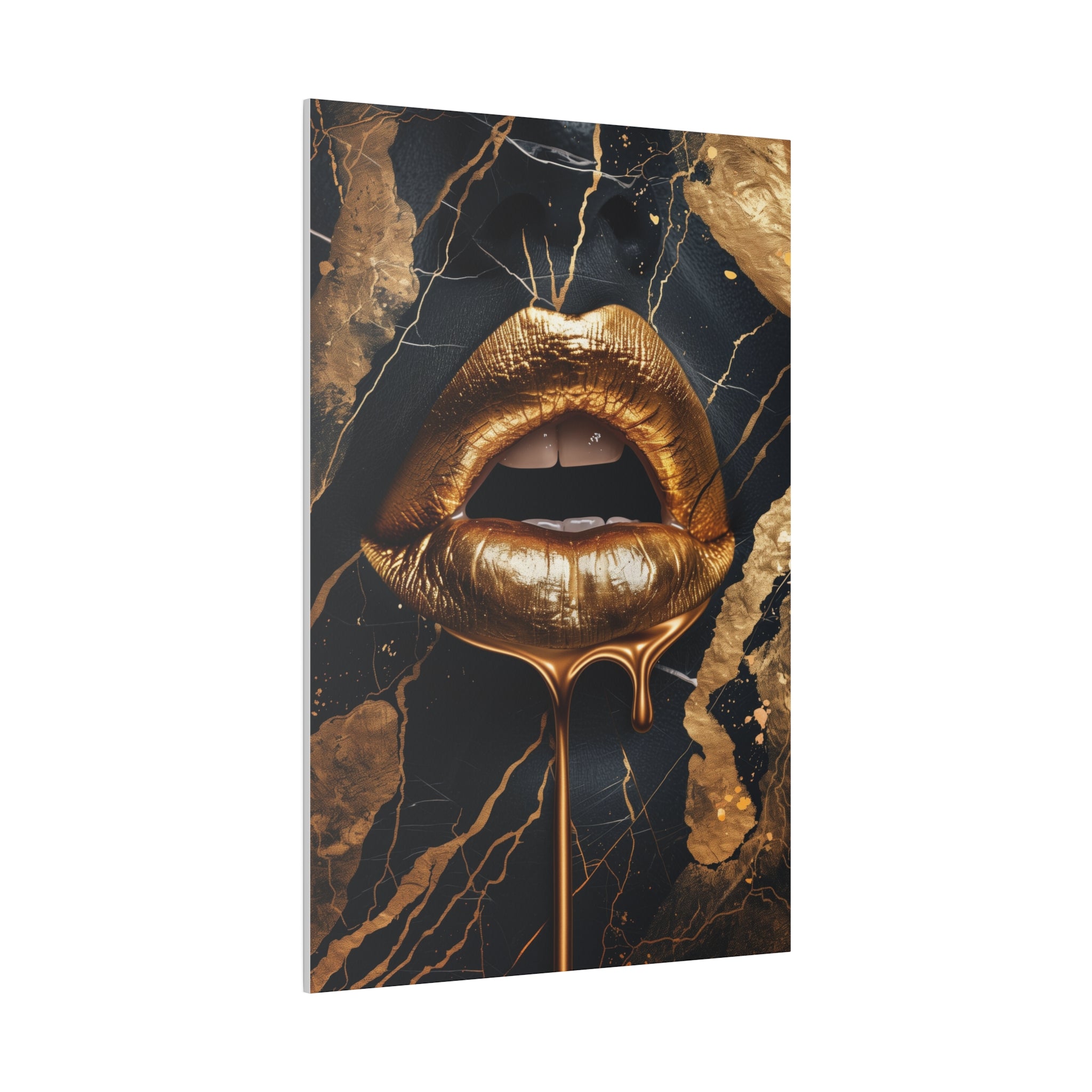 Dripping Golden Lips - Luxury Themed Canvas - Vertical Canvas - WA67