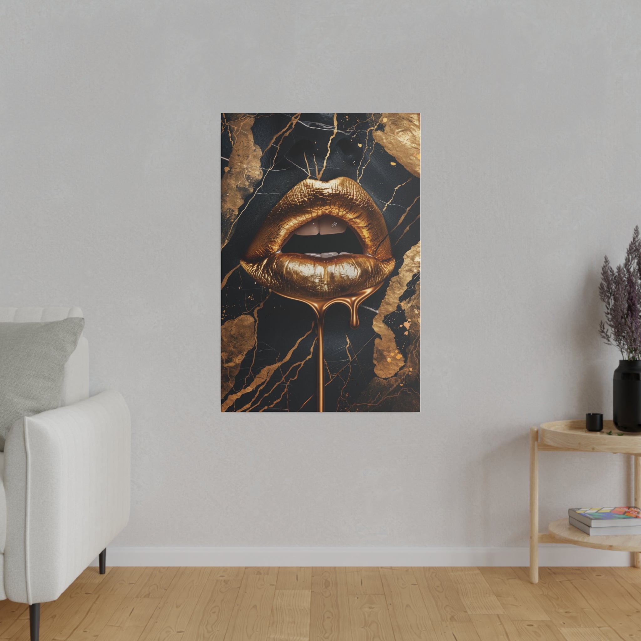 Dripping Golden Lips - Luxury Themed Canvas - Vertical Canvas - WA67