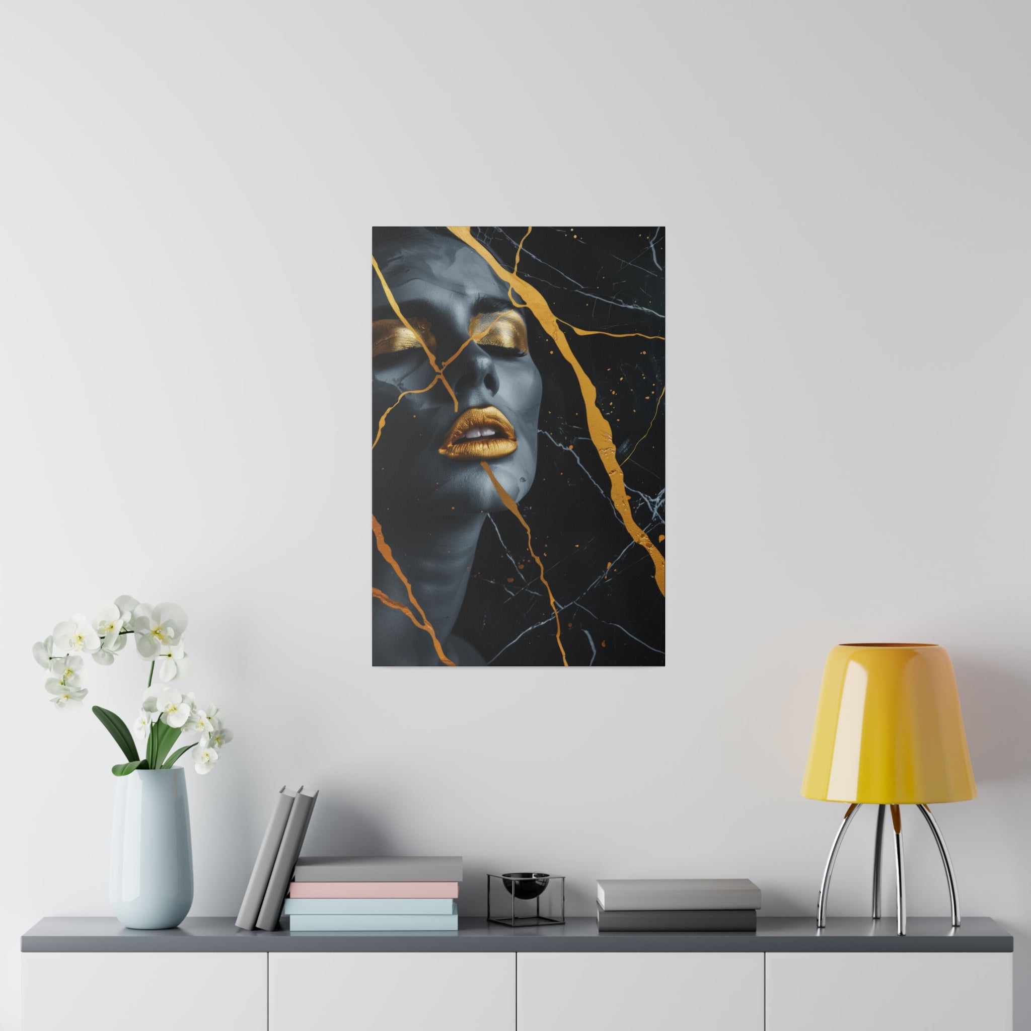 Veins of Gold, Woman Portrait - Luxury Gold Themed Wall Art - Vertical Canvas - WA305