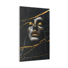 Fragmented Beauty, Woman Portrait - Luxury Gold Themed Wall Art - Vertical Canvas - WA310