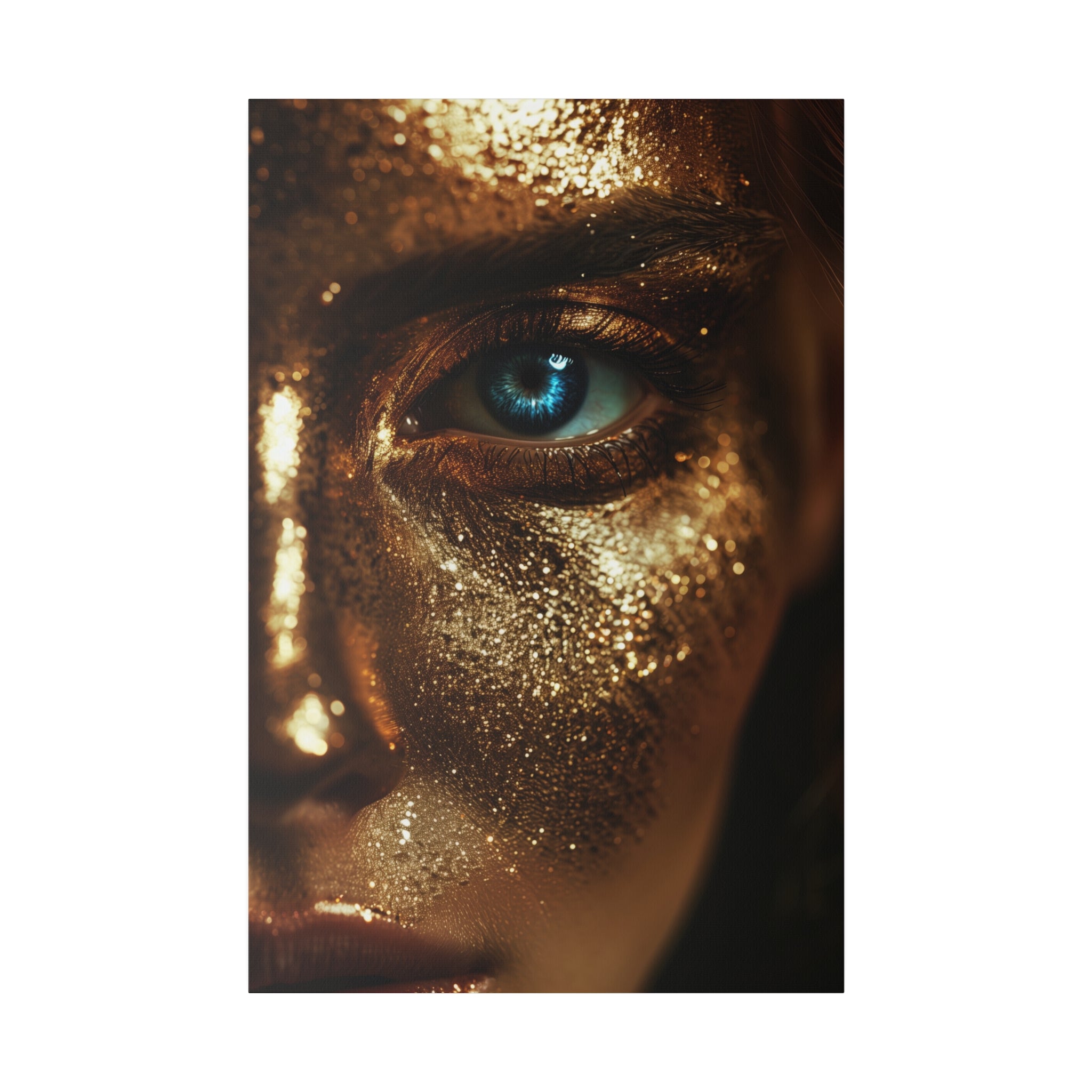 Mystical Beauty, Woman Portrait - Luxury Gold Themed Wall Art - Vertical Canvas - WA300