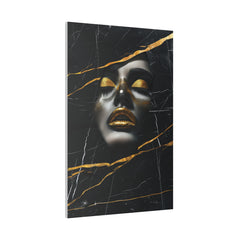 Fragmented Beauty, Woman Portrait - Luxury Gold Themed Wall Art - Vertical Canvas - WA310