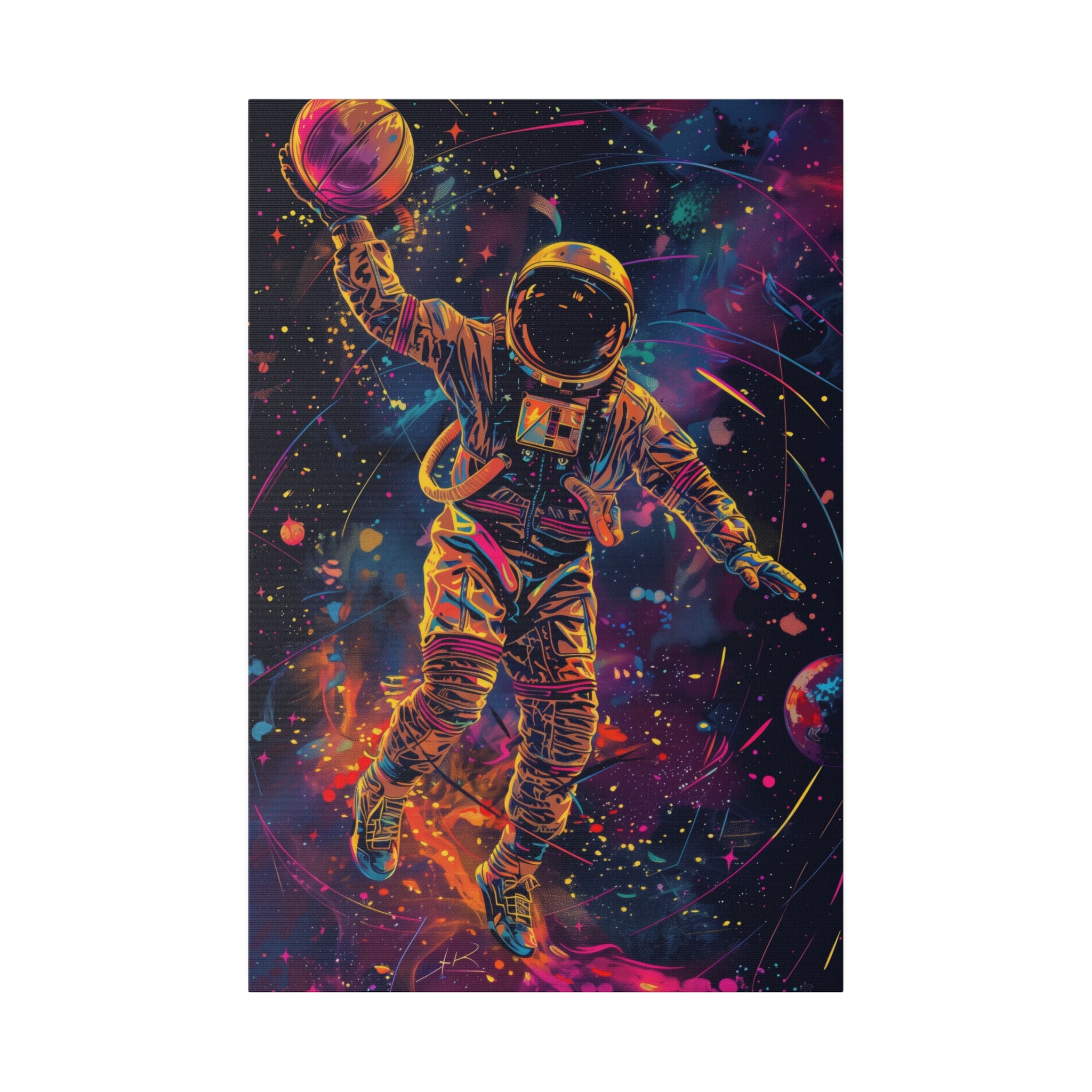 Basketball Player in Space Wall Art - Vertical Canvas - WA118