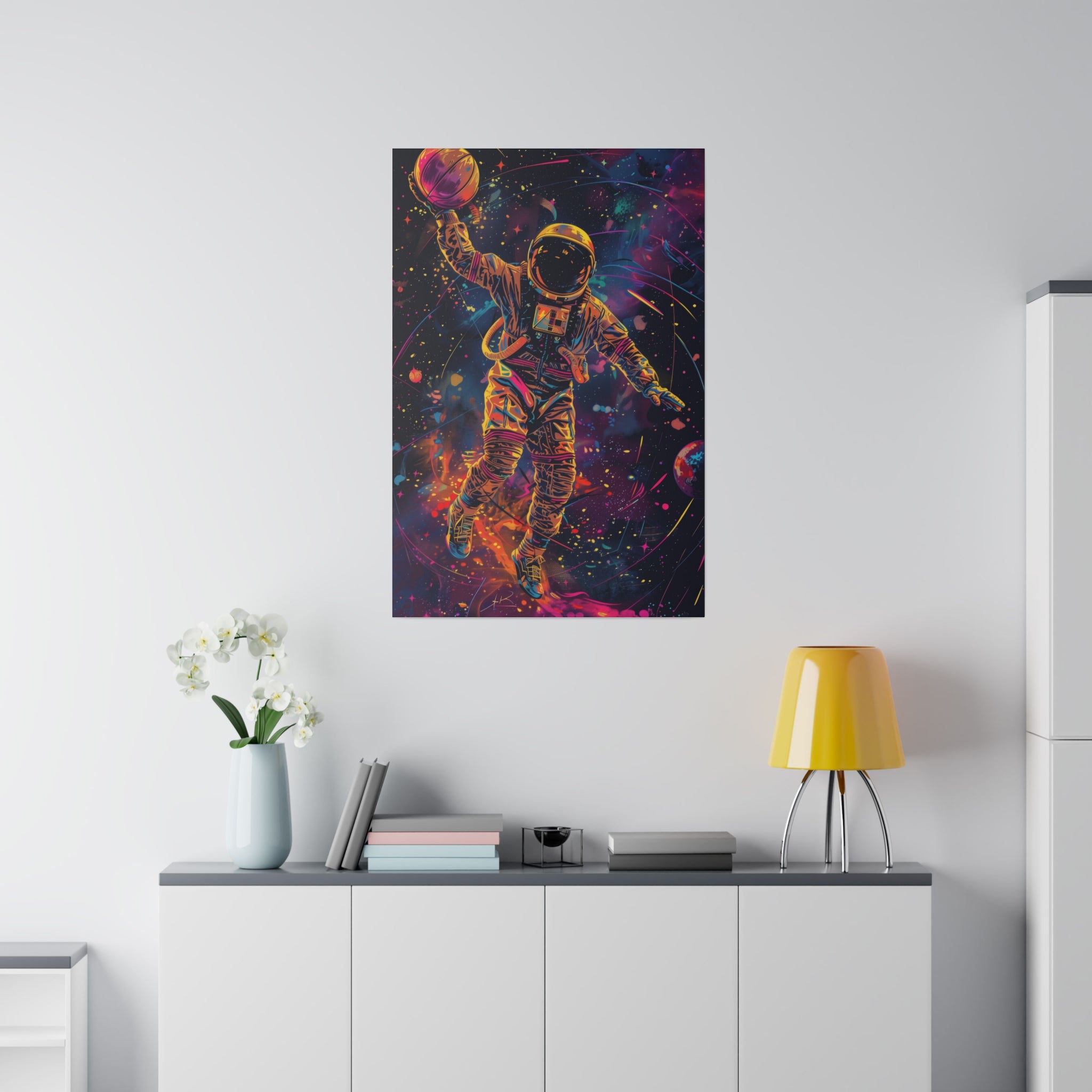 Basketball Player in Space Wall Art - Vertical Canvas - WA118