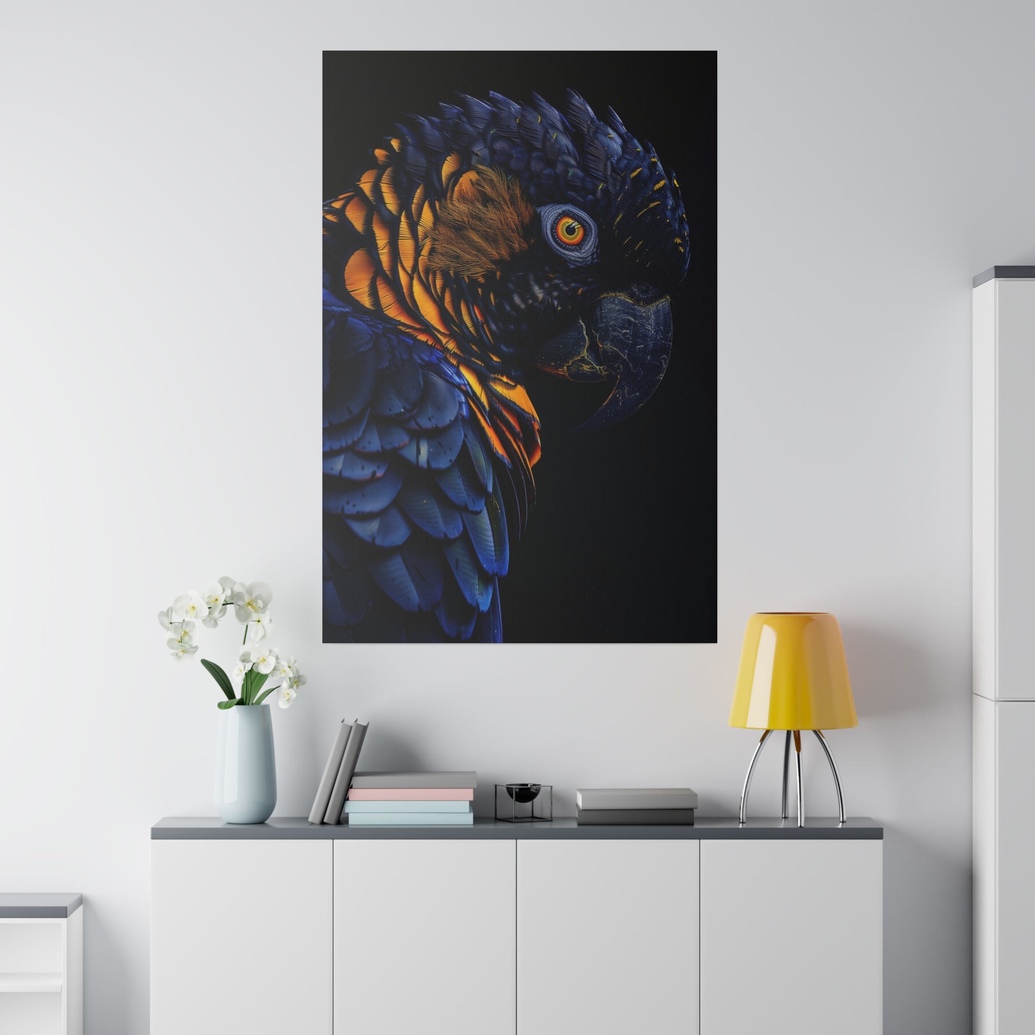 Dark Majestic Parrot - Wildlife Wall Art - Vertical Canvas - WA249