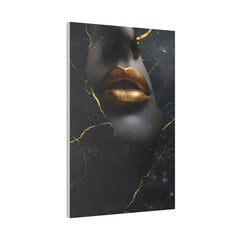 Lips of Gold, Woman Portrait - Luxury Gold Themed Wall Art - Vertical Canvas - WA309