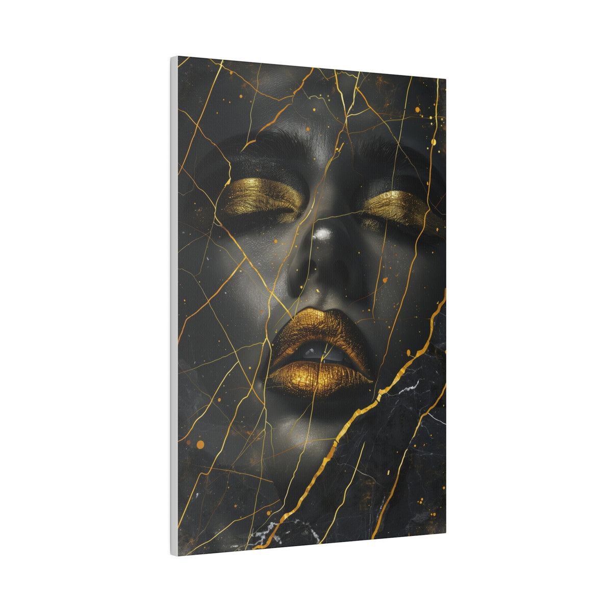 Shattered Gold, Woman Portrait - Luxury Gold Themed Wall Art - Vertical Canvas - WA307