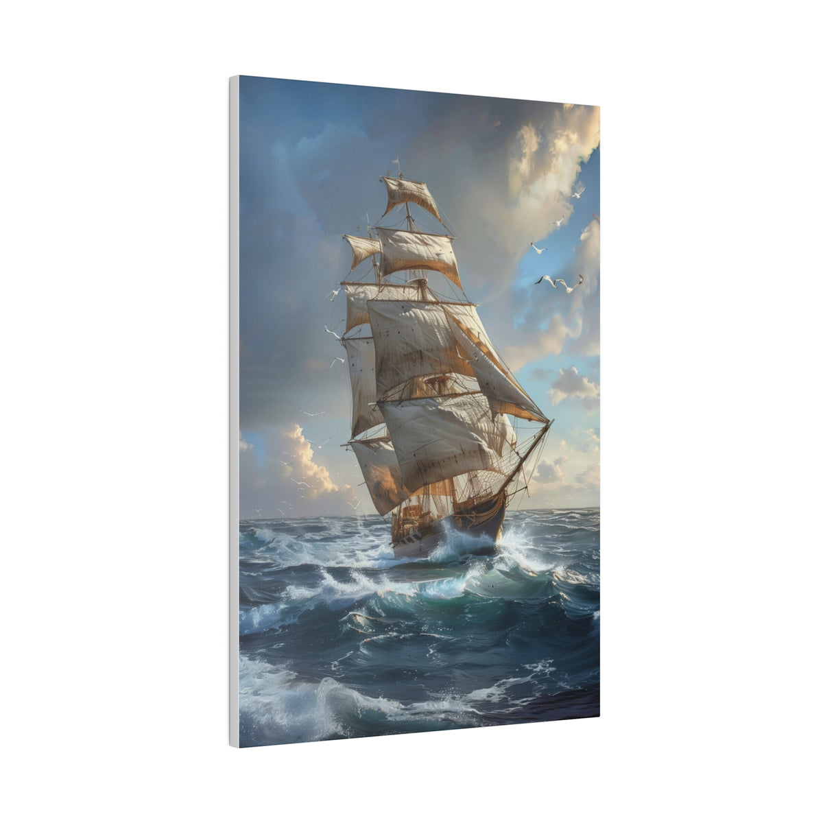 Ship on the Ocean Wall Art - Vertical Canvas - WA100