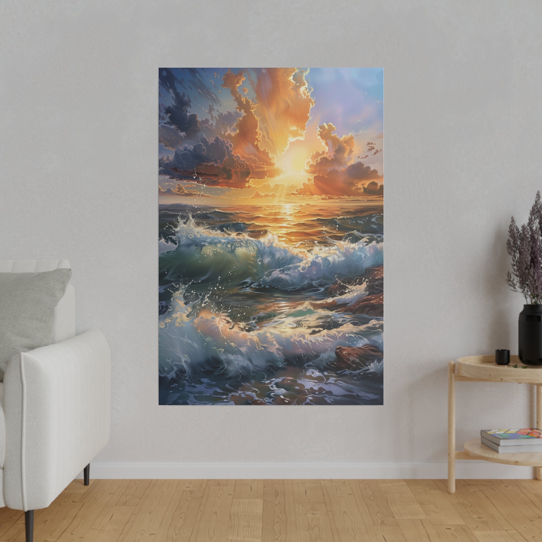 Ocean Waves Wall Art - Vertical Canvas - WA97