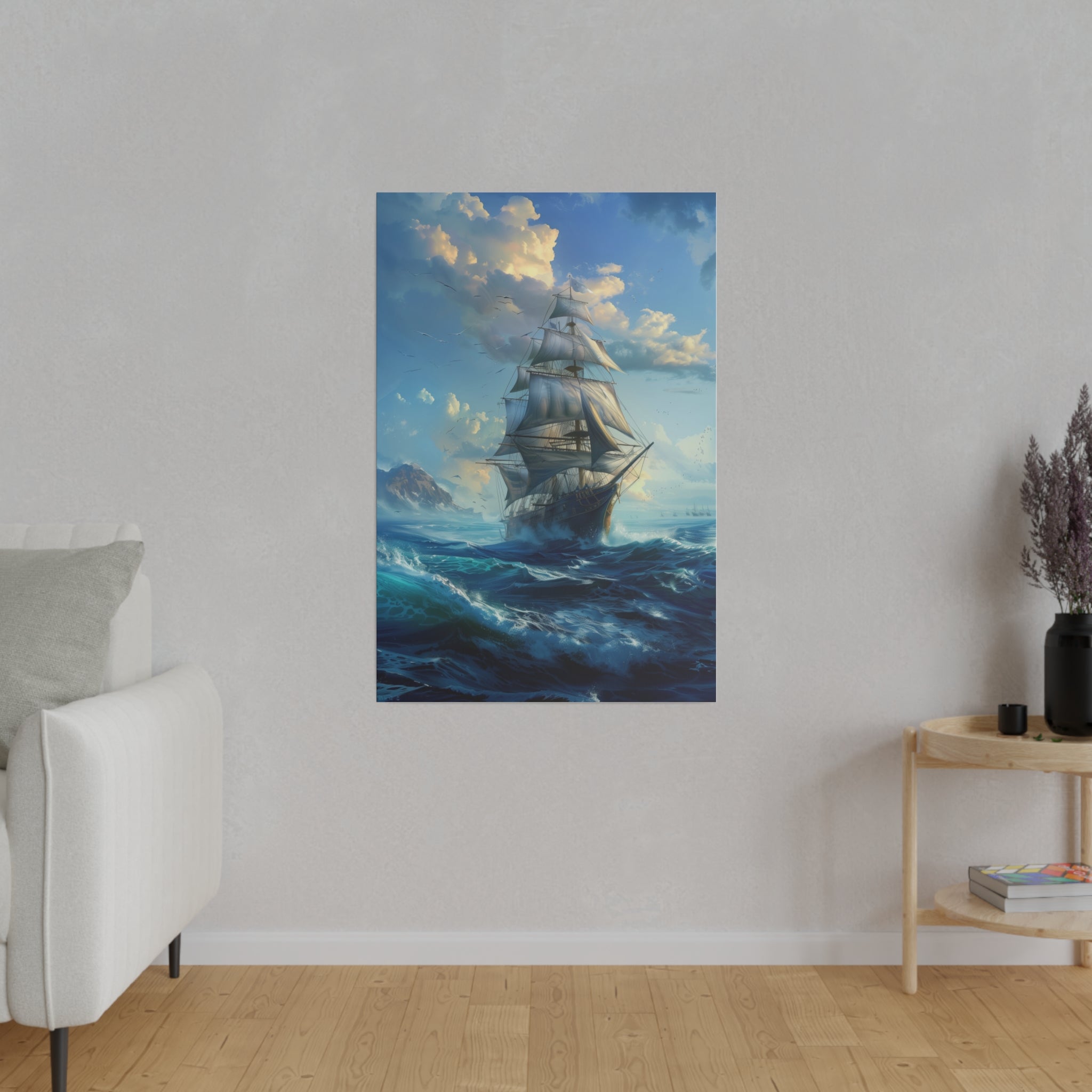 Ship on the Ocean Wall Art - Vertical Canvas - WA99