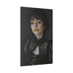 Enigmatic Glamour, Woman Portrait - Luxury Gold Themed Wall Art - Vertical Canvas - WA304