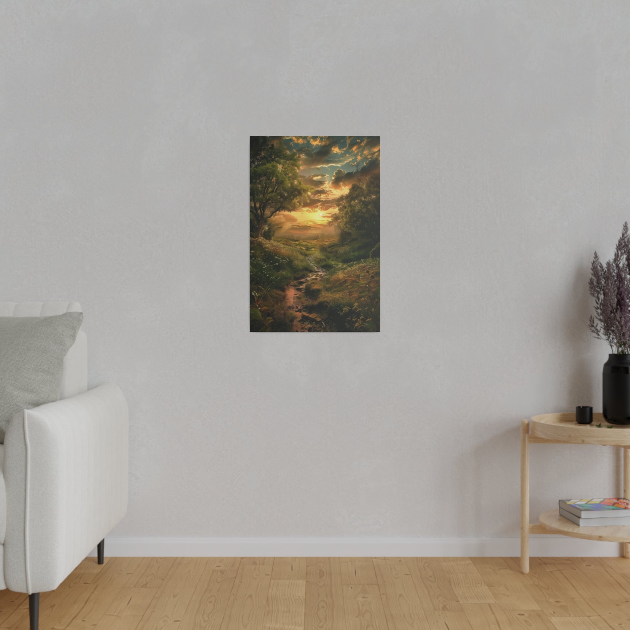 Golden Sunset Stream - Nature Wall Art - Vertical Canvas - WA326